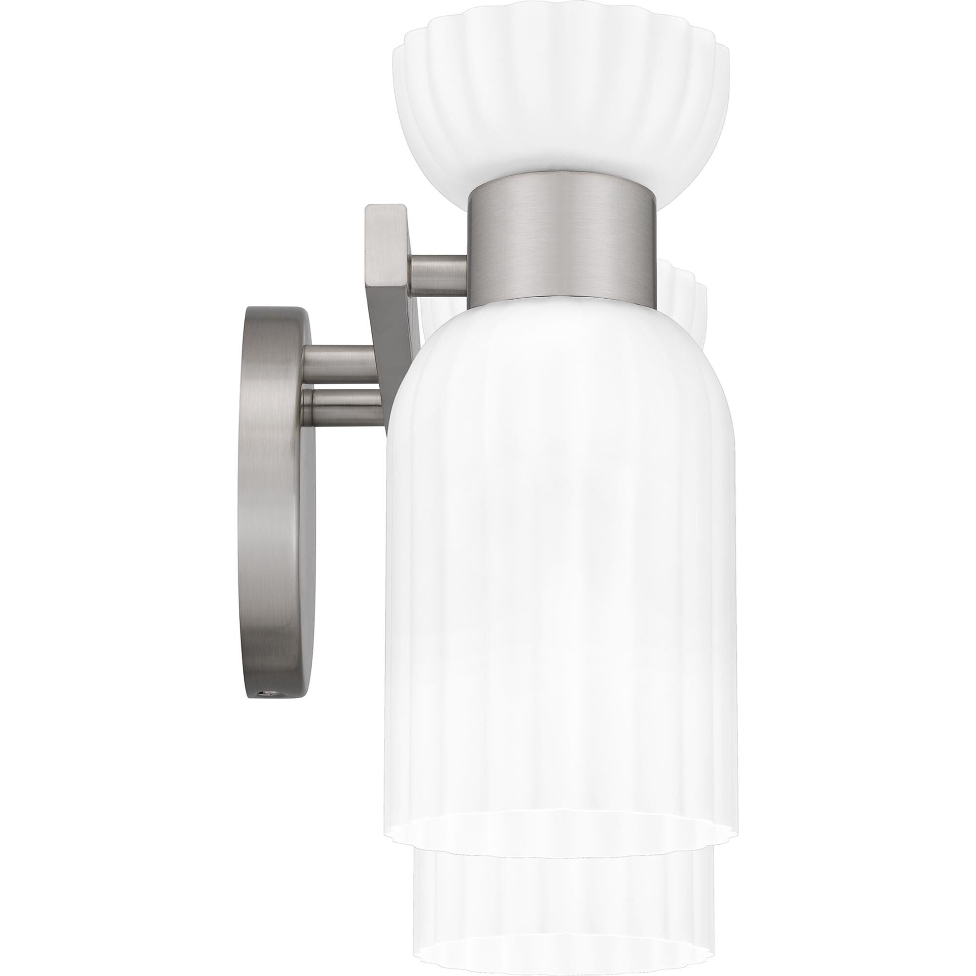 Shown in Brushed Nickel finish and Etched Ribbed glass