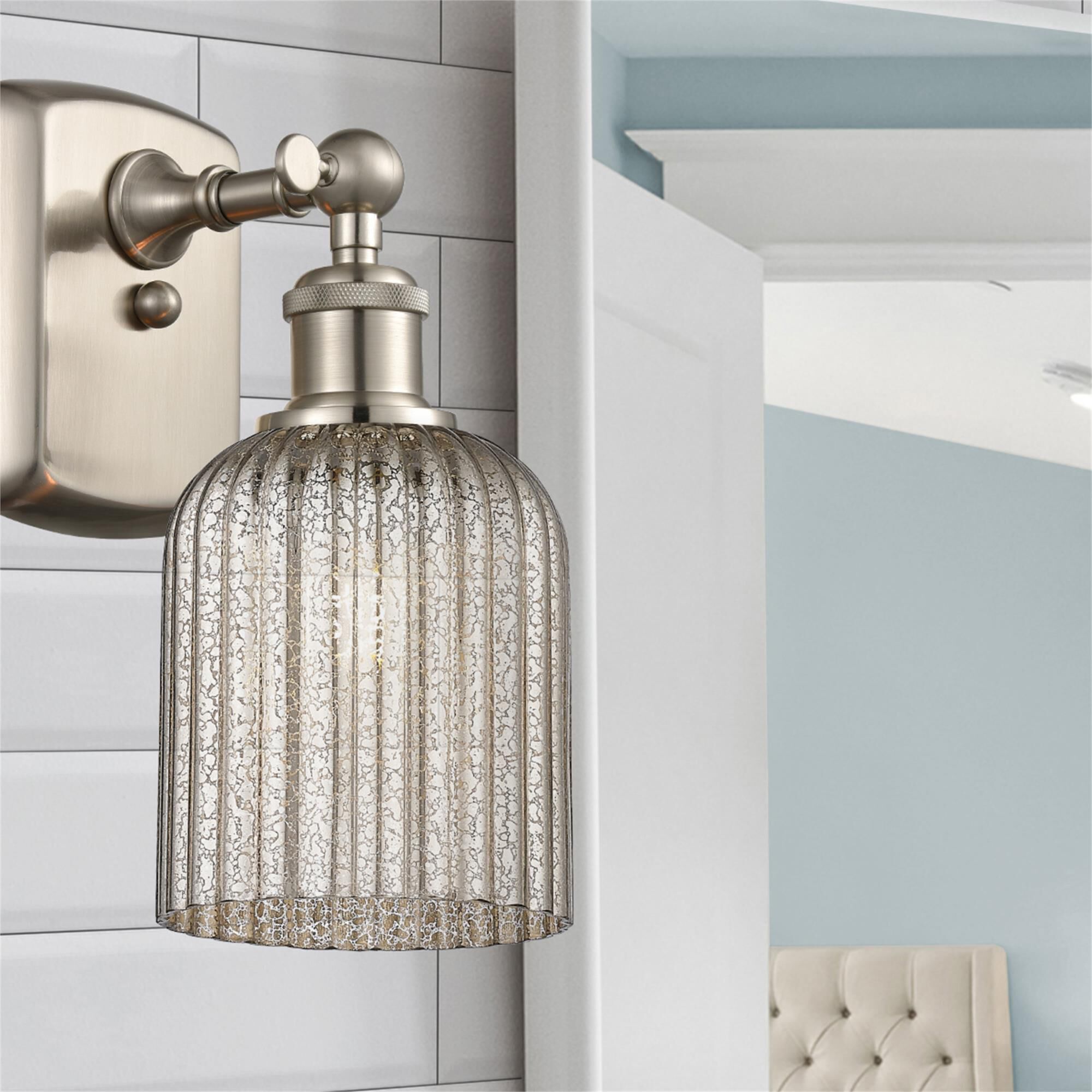 Shown in Satin Nickel finish and Mercury glass