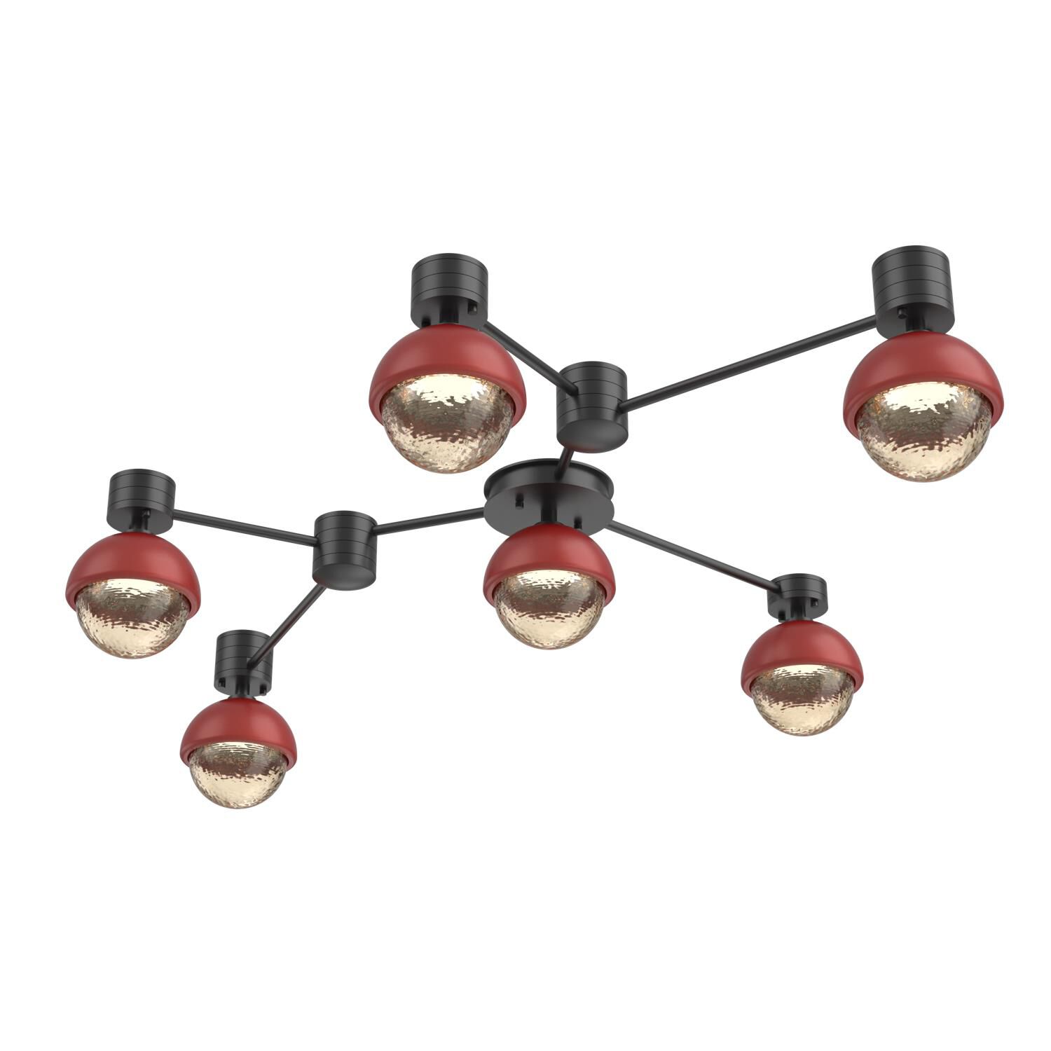 Shown in Matte Black finish and Amber glass and Cinnamon Red accent