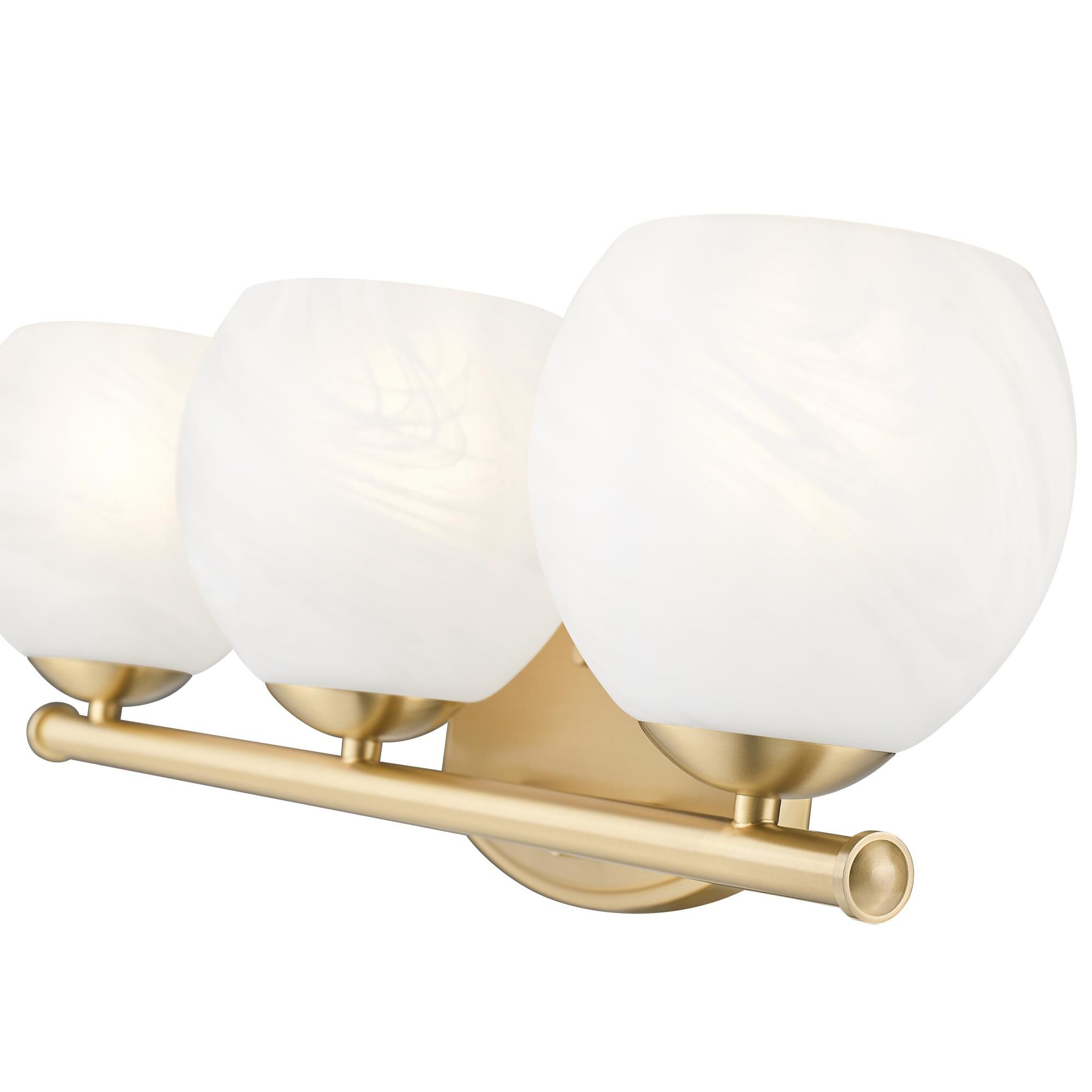 Shown in Modern Gold finish and Feathered White glass