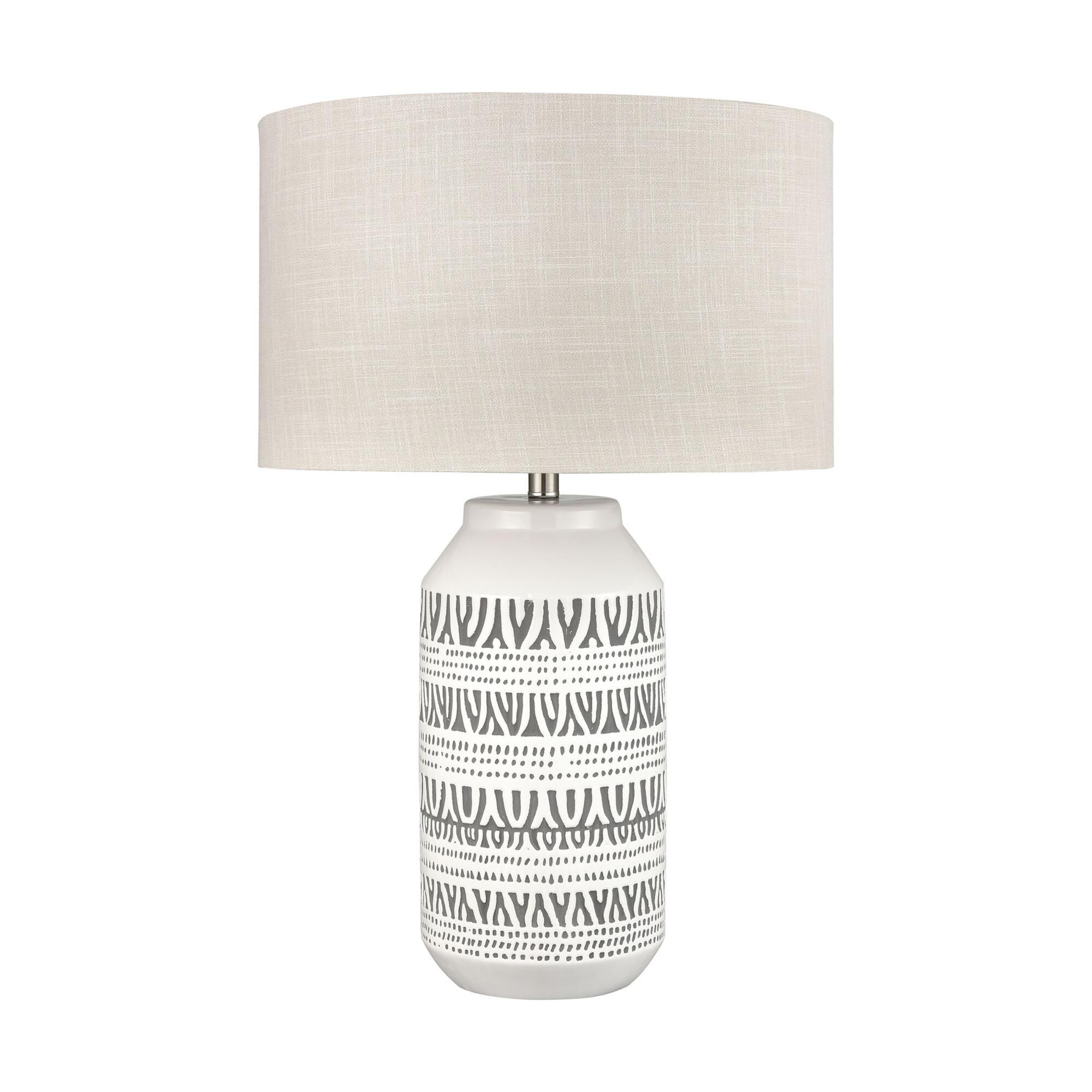 Shown in White finish and Off-White Drum Fabric Hardback shade