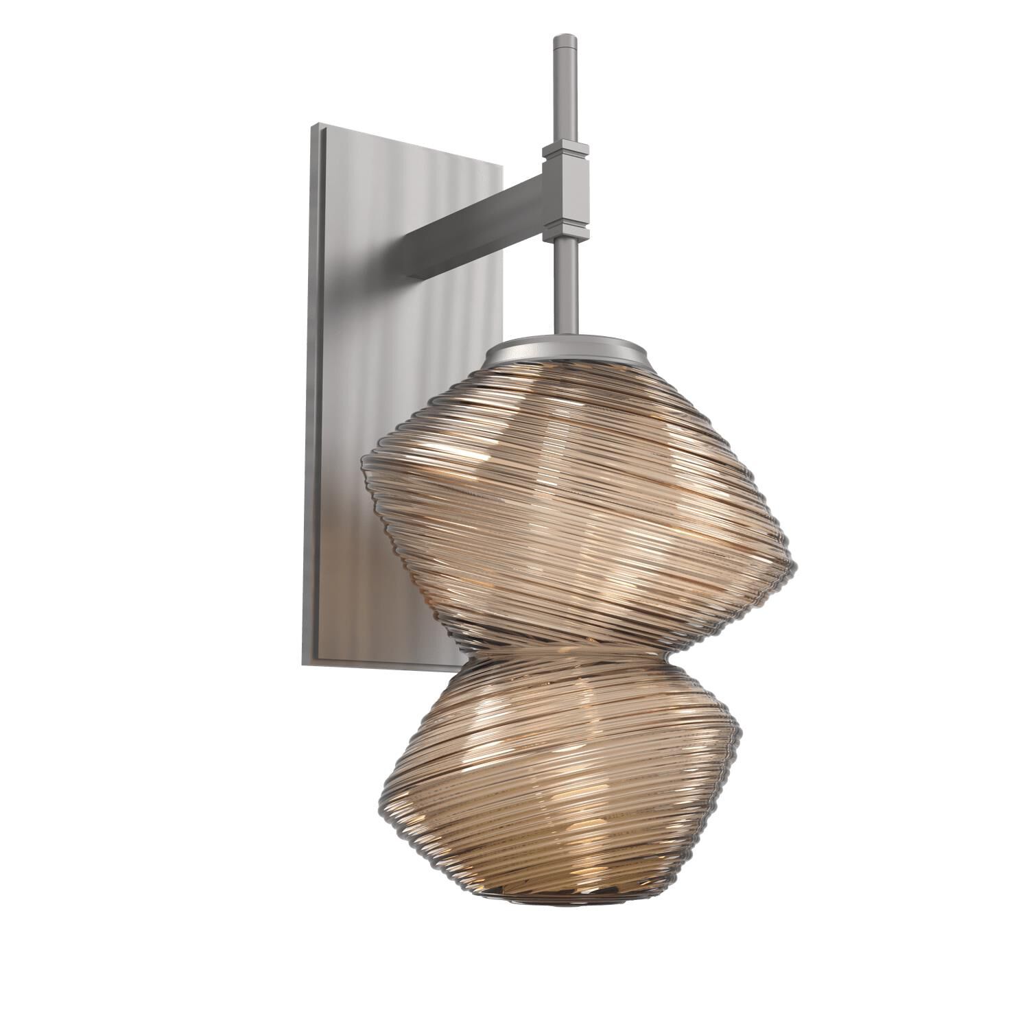 Shown in Satin Nickel finish and Bronze Blown glass