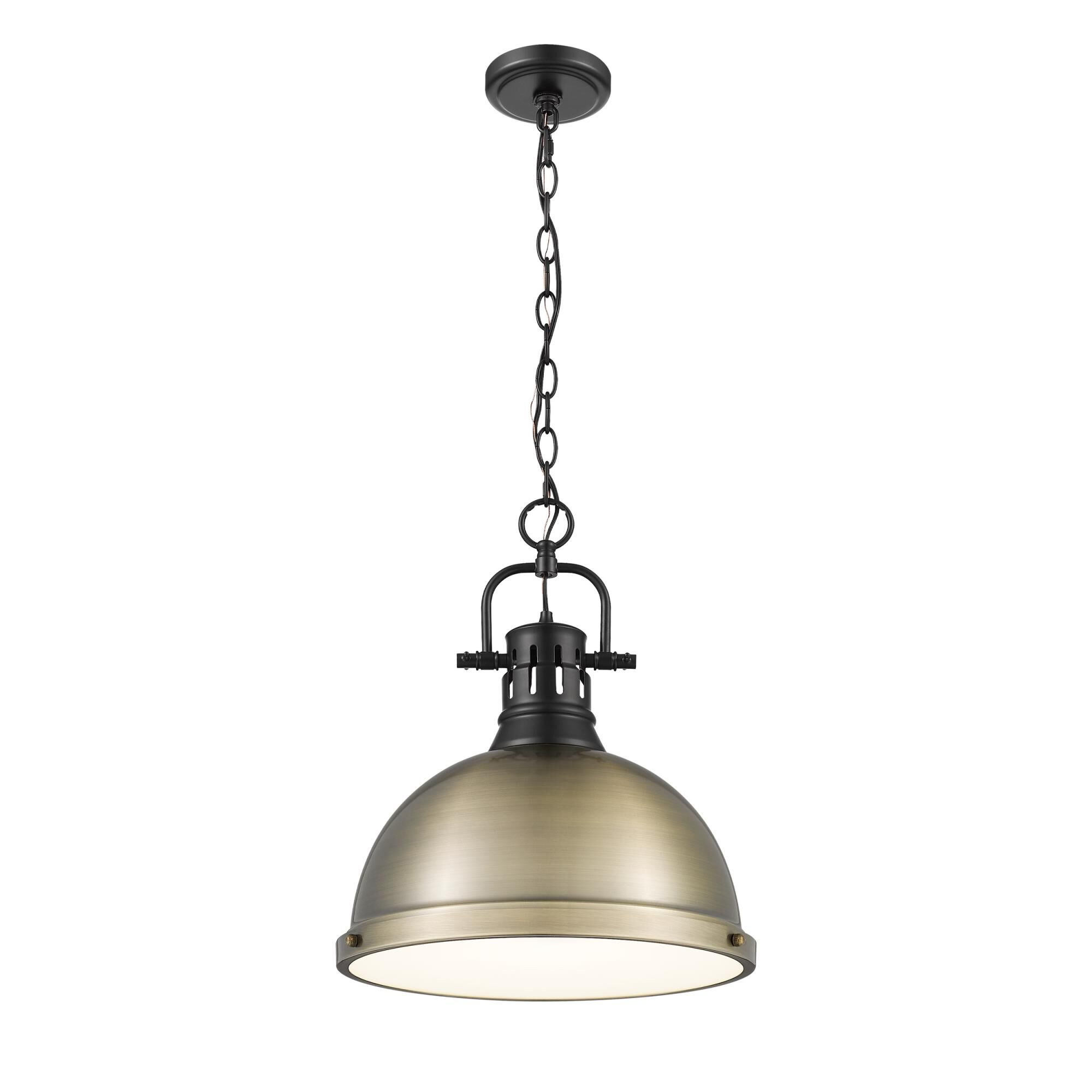 Shown in Matte Black finish and Aged Brass shade