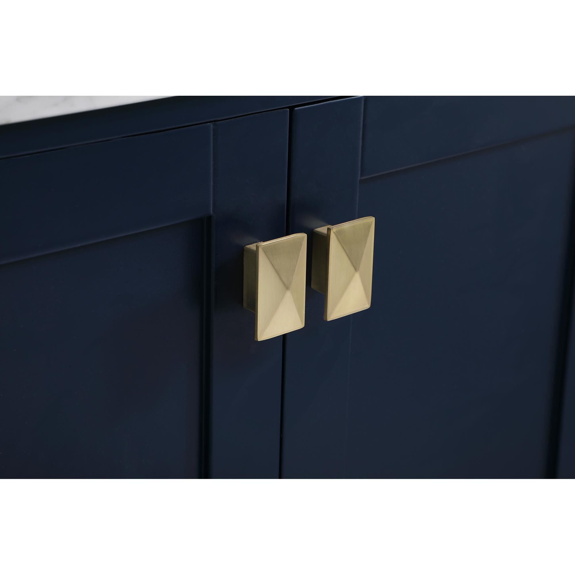 Shown in Blue And Gold With Carrara White Marble finish