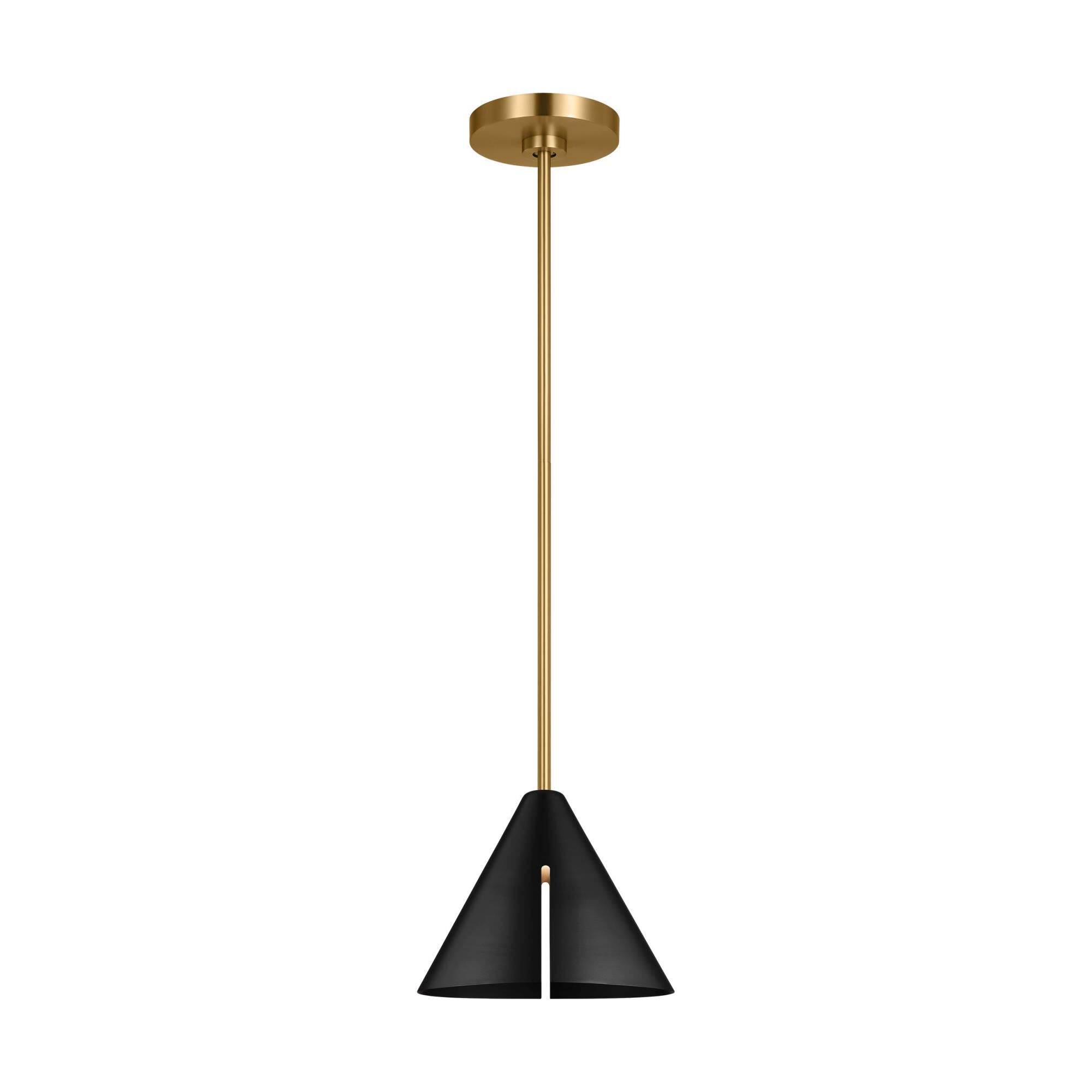 Shown in Midnight Black And Burnished Brass finish and Midnight BlackSteel shade