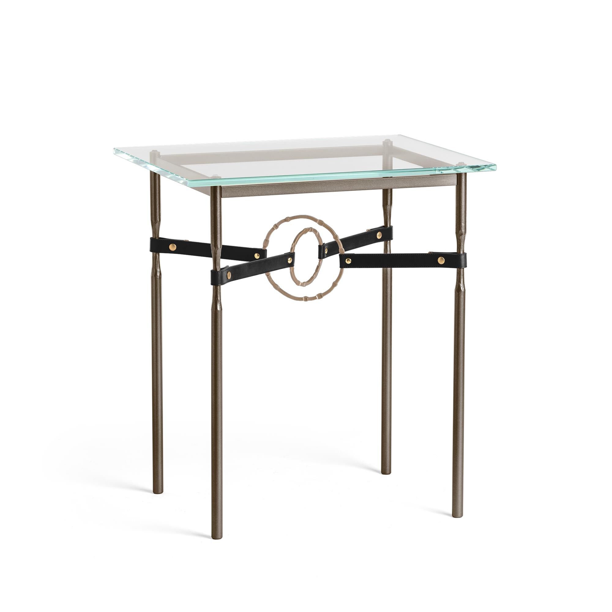 Shown in Bronze finish and Soft Gold with Leather Black  accent