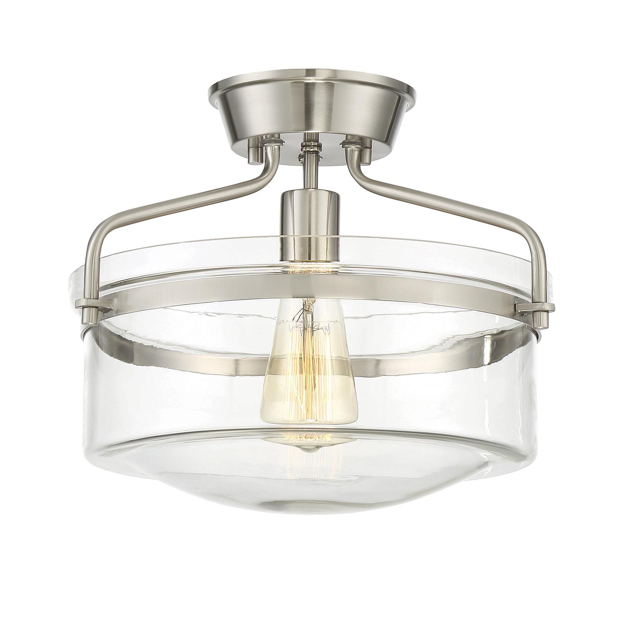 Shown in Brushed Nickel finish and Clear glass
