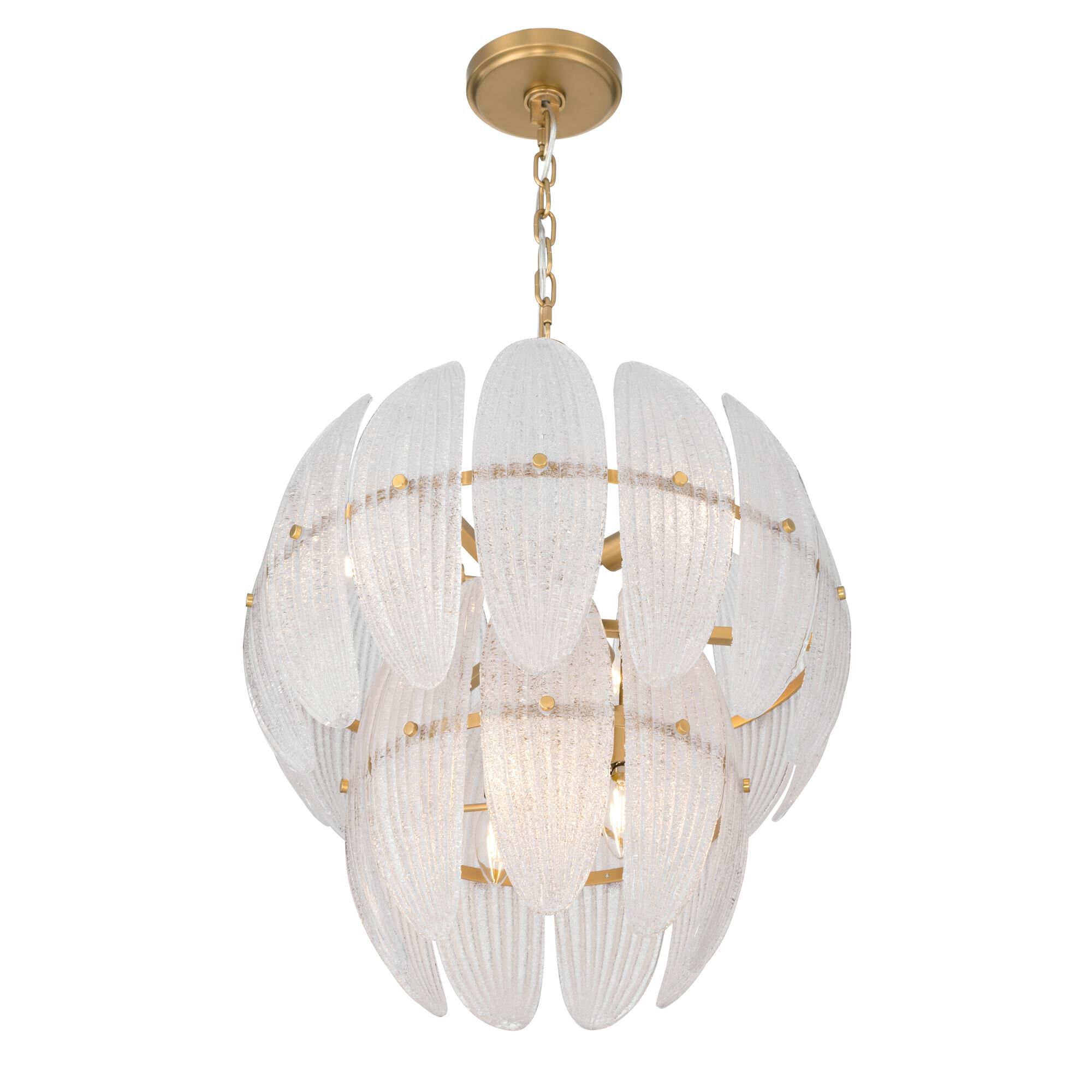 Shown in Legacy Brass finish and Clear Textured shade