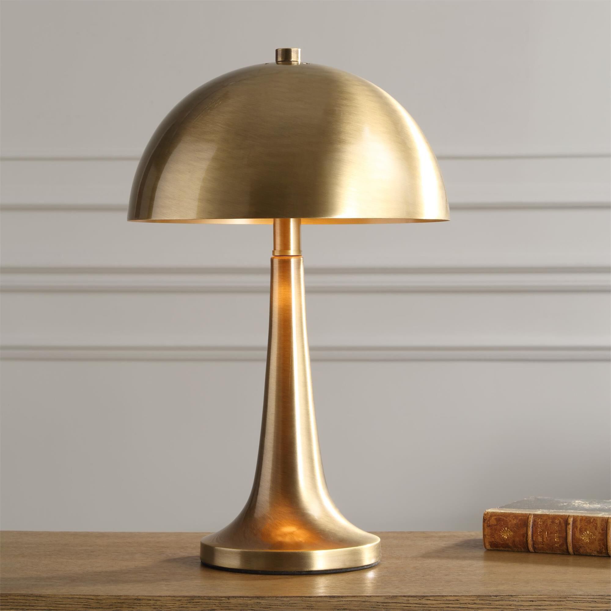 Shown in Brass finish and Metal shade