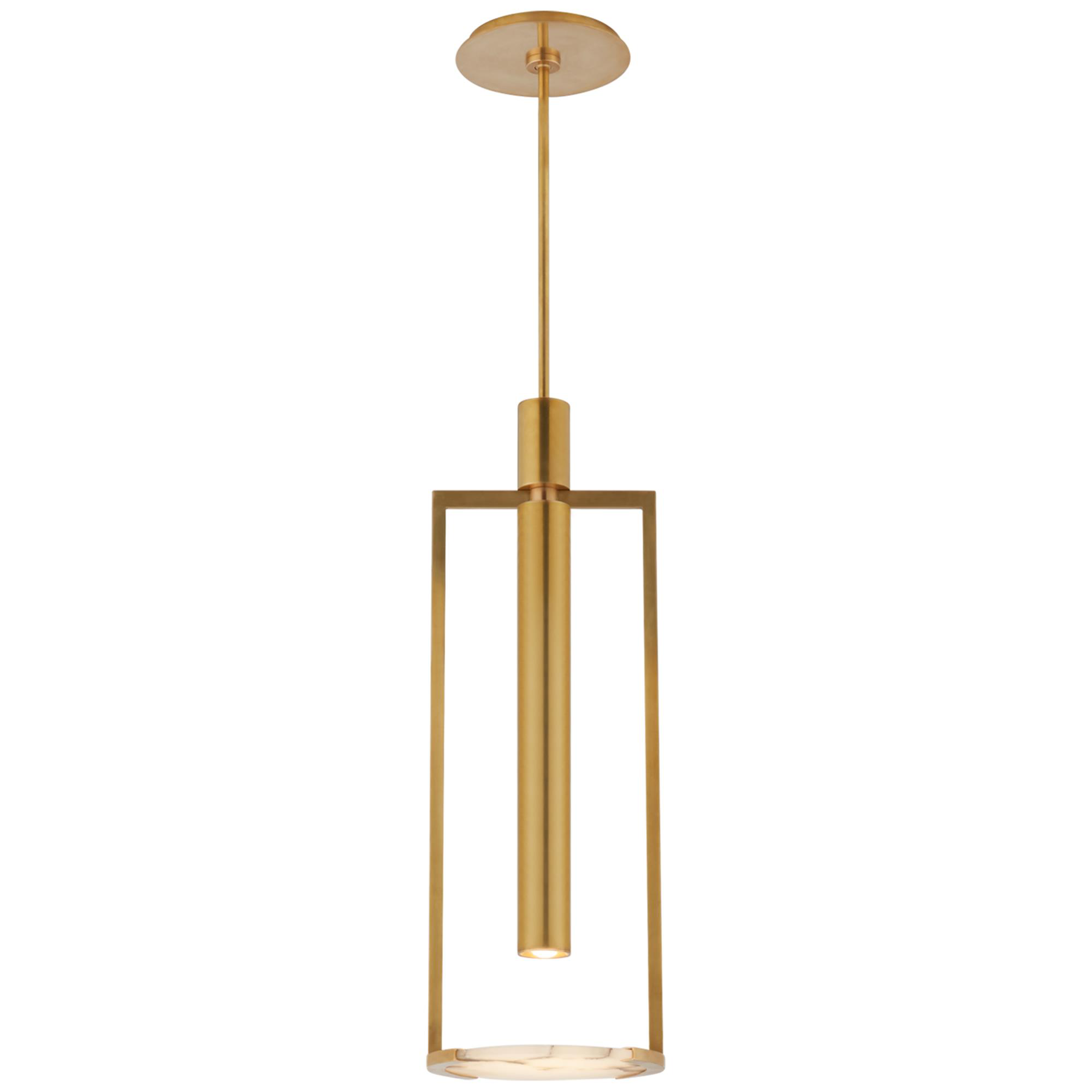Shown in Antique-Burnished Brass finish and Alabaster glass