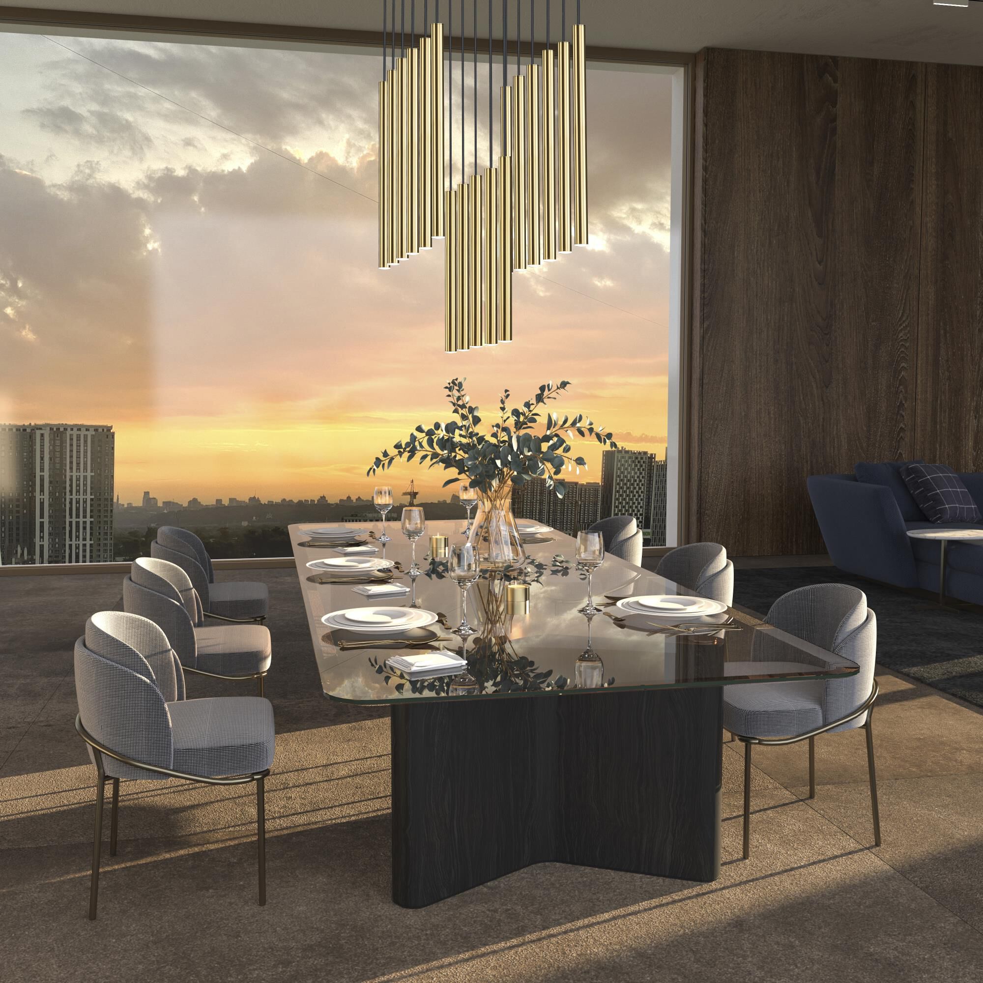 Shown in Modern Gold finish and Modern Gold glass and Modern Gold shade