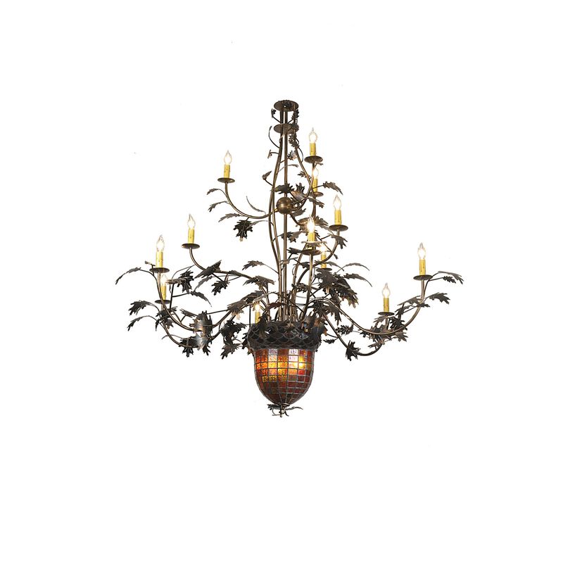 Greenbriar Oak 180 Inch 12 Light Chandelier by Meyda Lighting