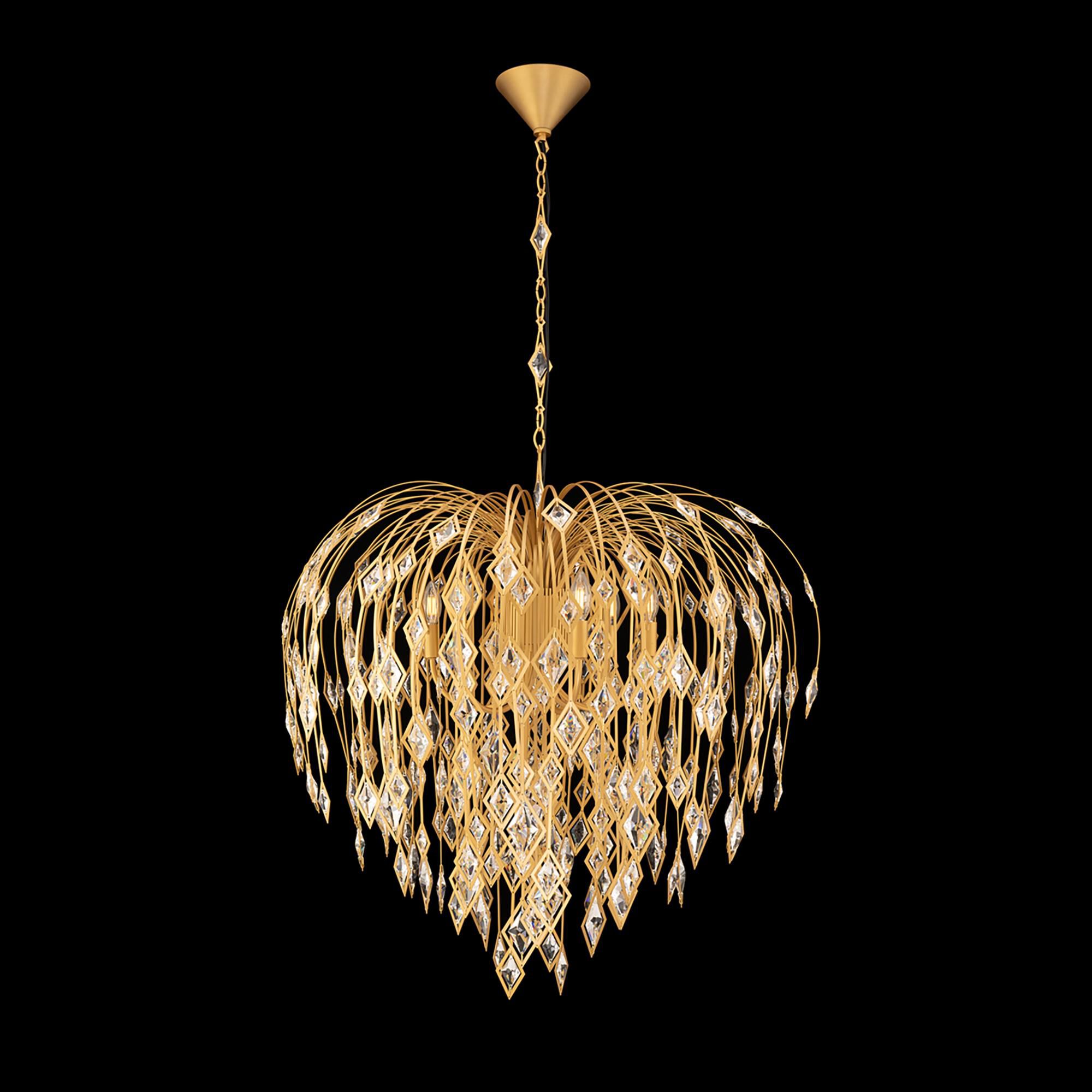 Shown in Aged Brass finish and Clear Optic crystal