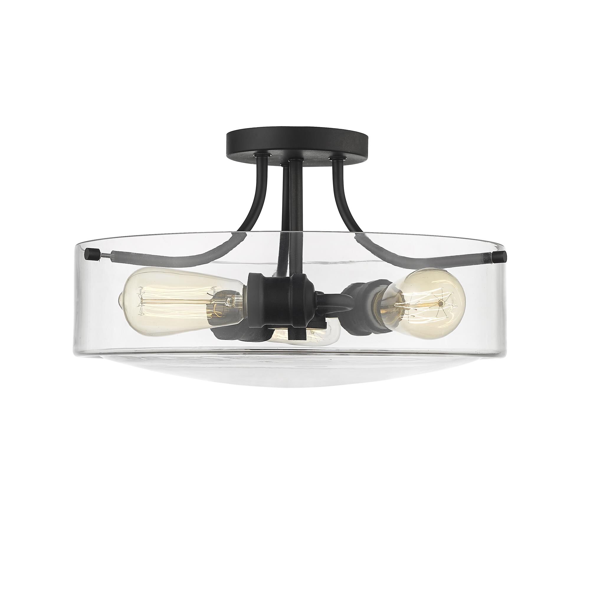 Shown in Matte Black finish and Glass shade