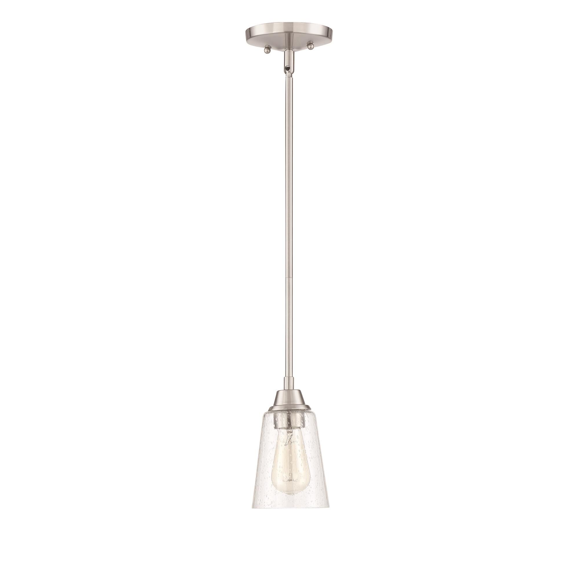 Shown in Brushed Polished Nickel finish and Clear Seeded glass and Glass shade