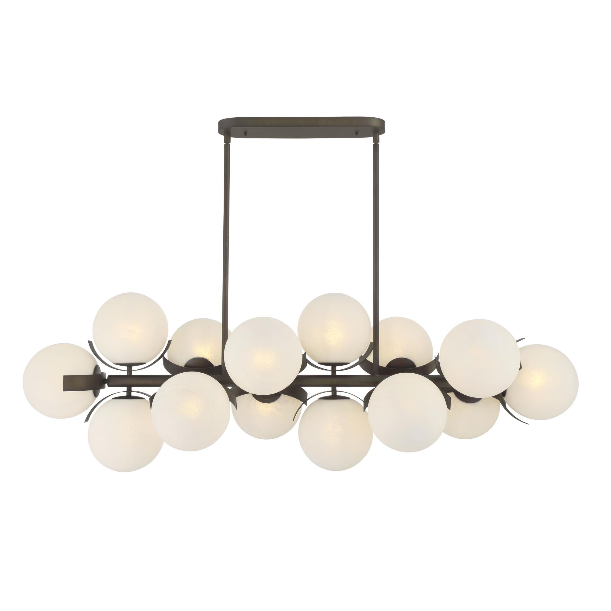 Shown in Dark Bronze finish and White Etched Alabaster glass