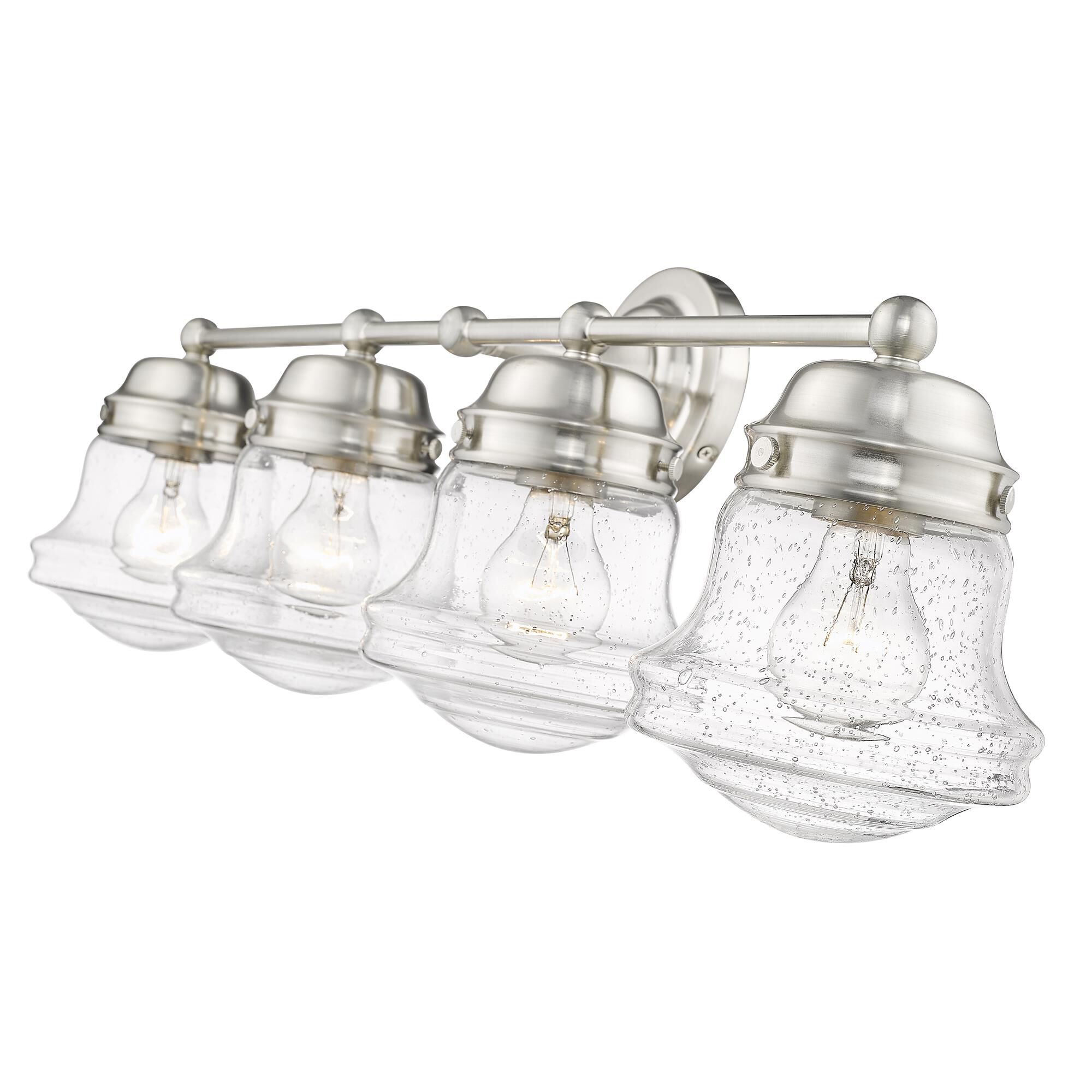 Shown in Brushed Nickel finish and Glass shade