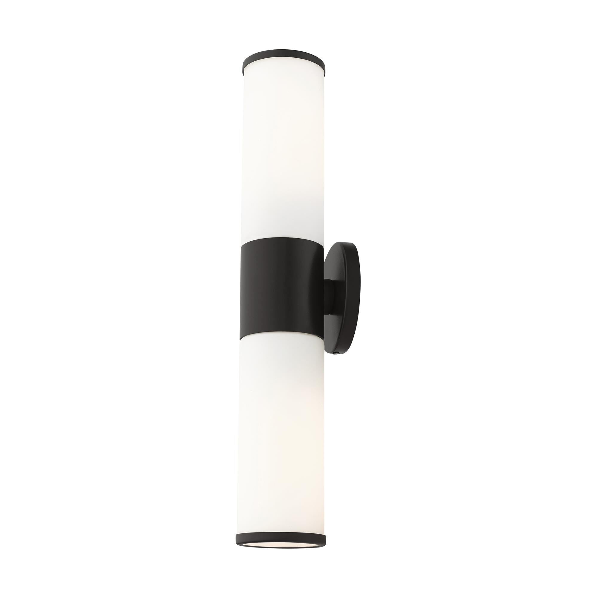 Shown in Black finish and Satin Opal White glass