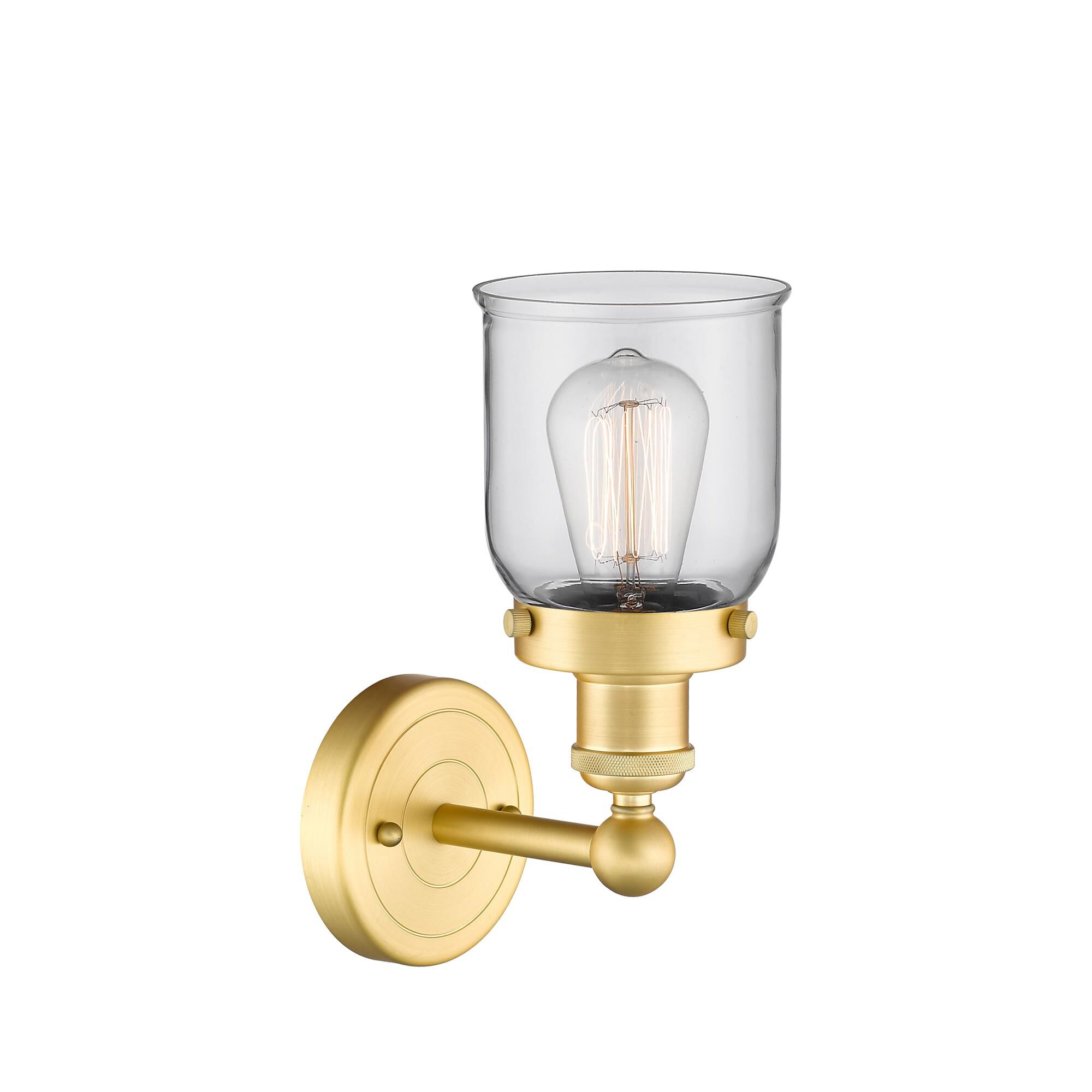 Shown in Satin Gold finish and Clear glass