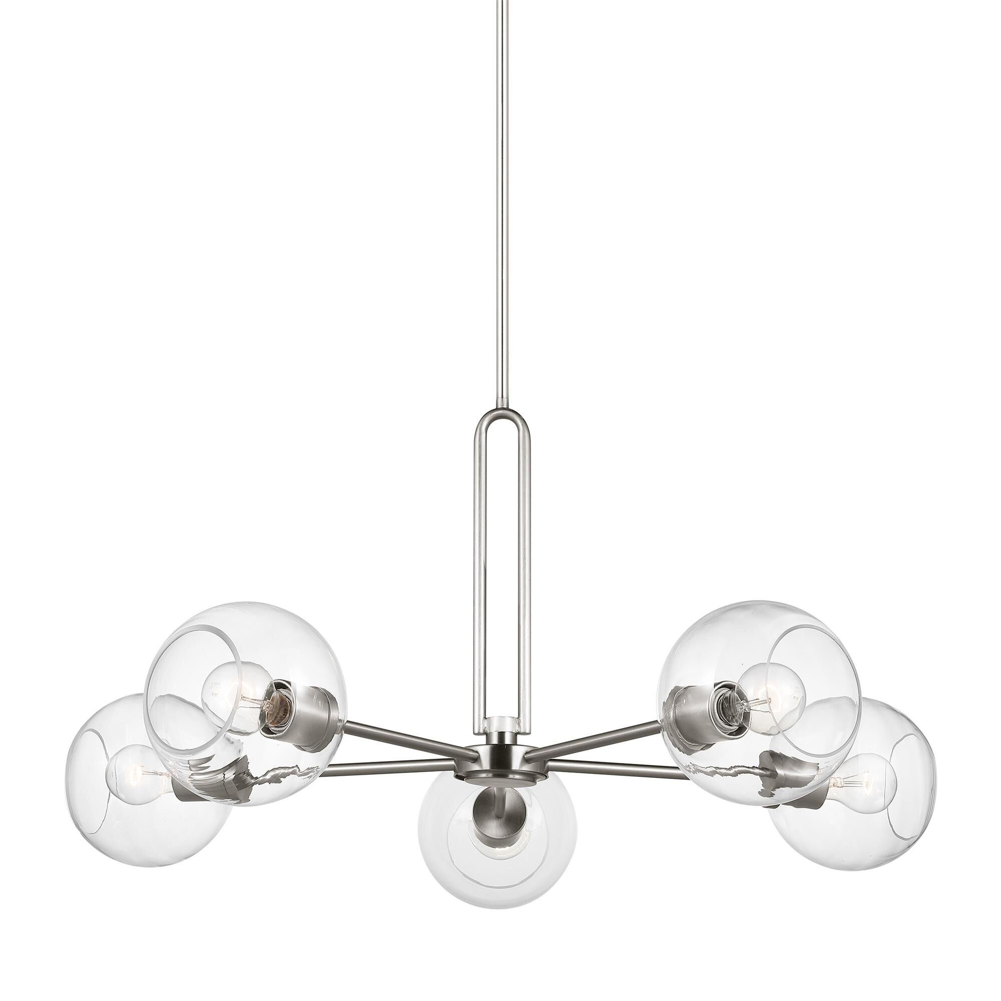 Shown in Brushed Nickel Silver finish and Clear glass and Clear Glass s shade