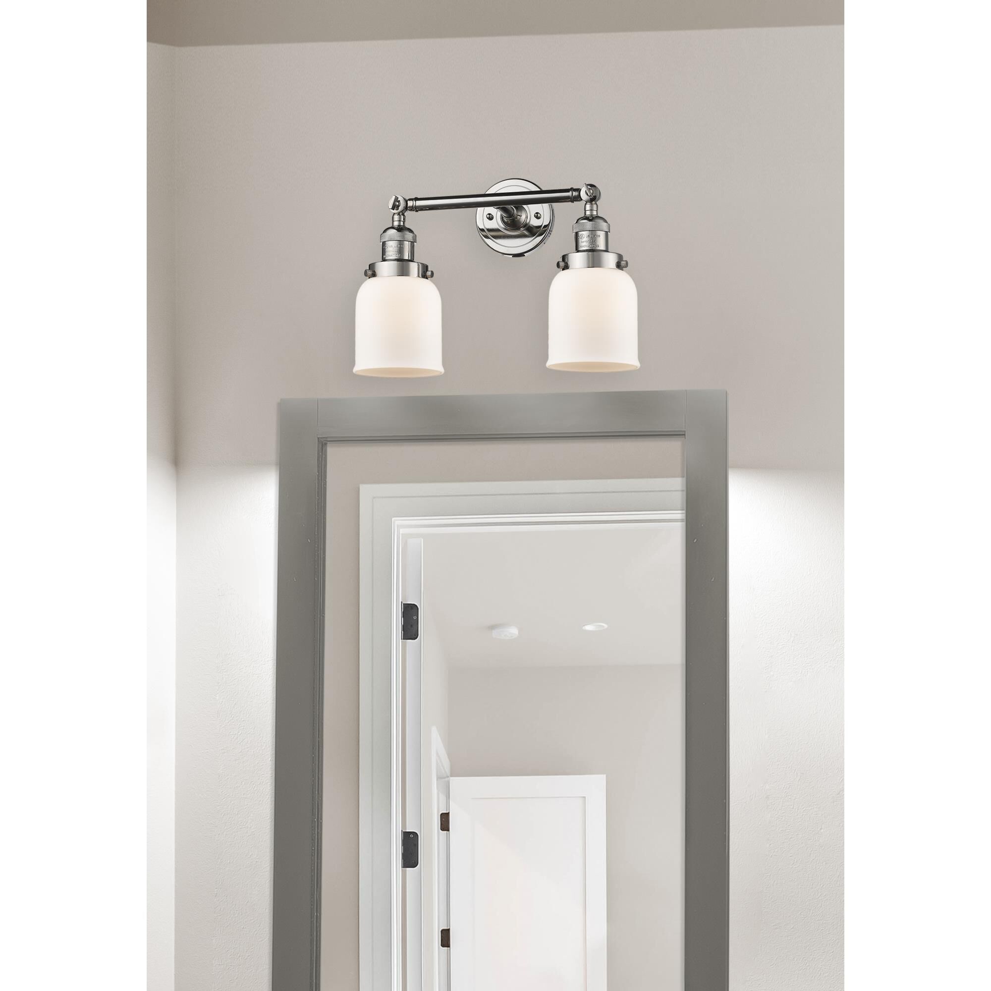 Shown in Polished Nickel finish and Matte White Cased glass