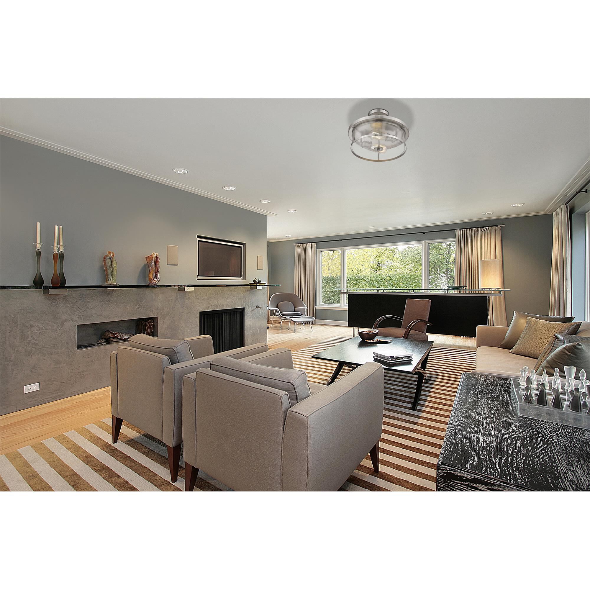 Shown in Brushed Nickel finish and Glass shade