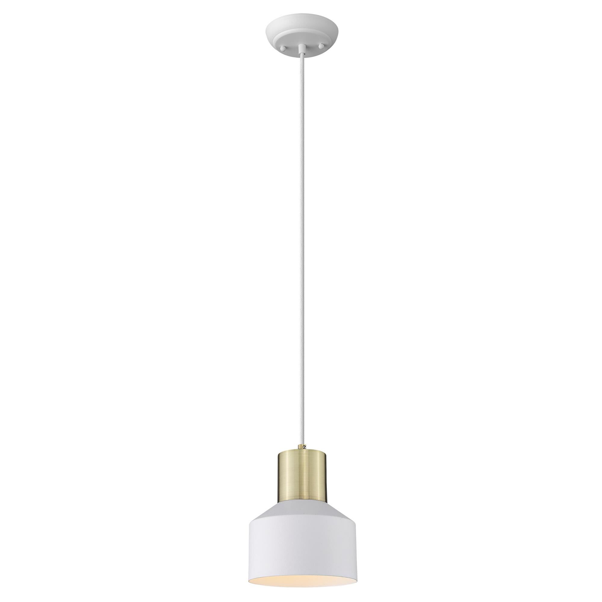 Shown in White finish and White glass and White Metal Drum shade