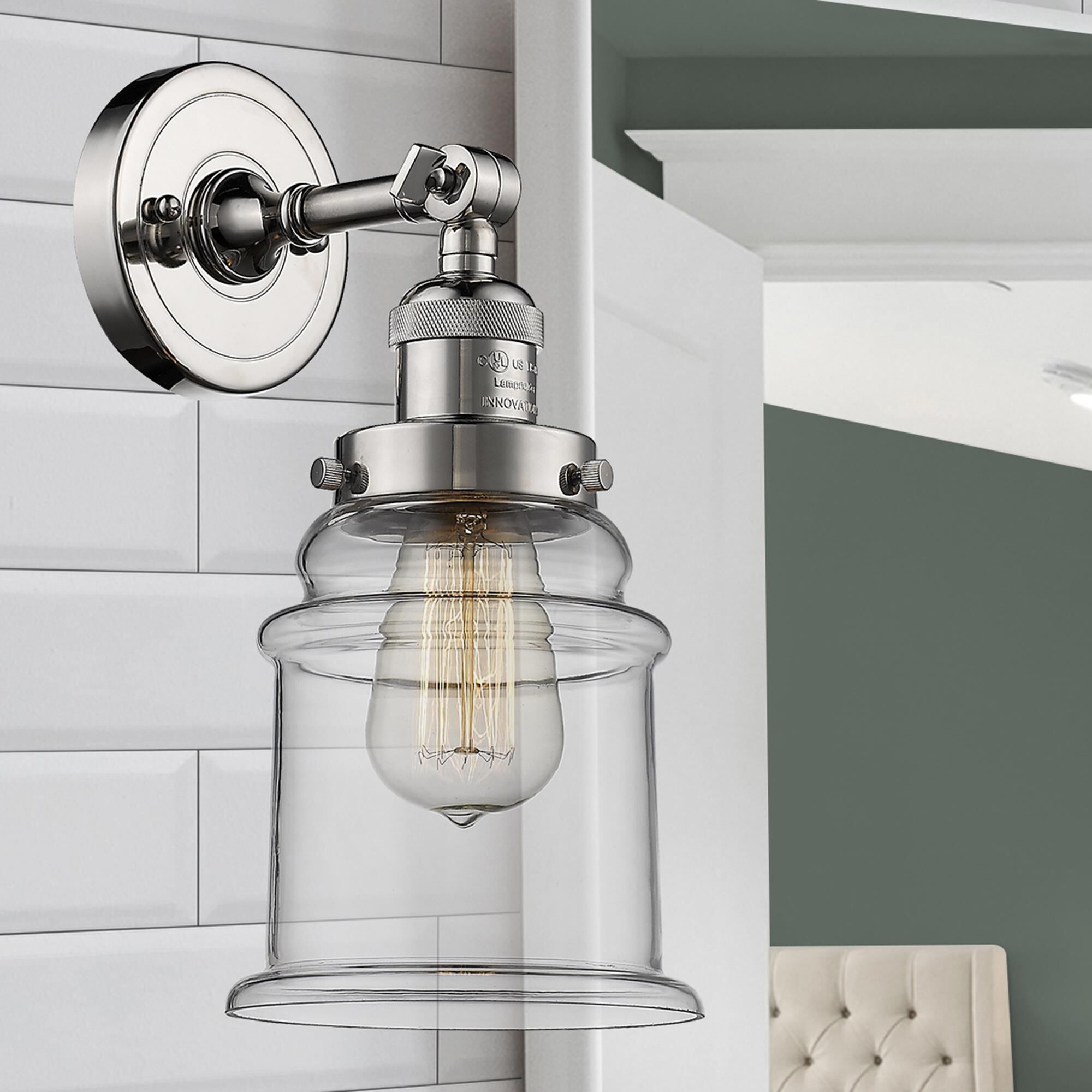 Shown in Polished Nickel finish and Clear glass