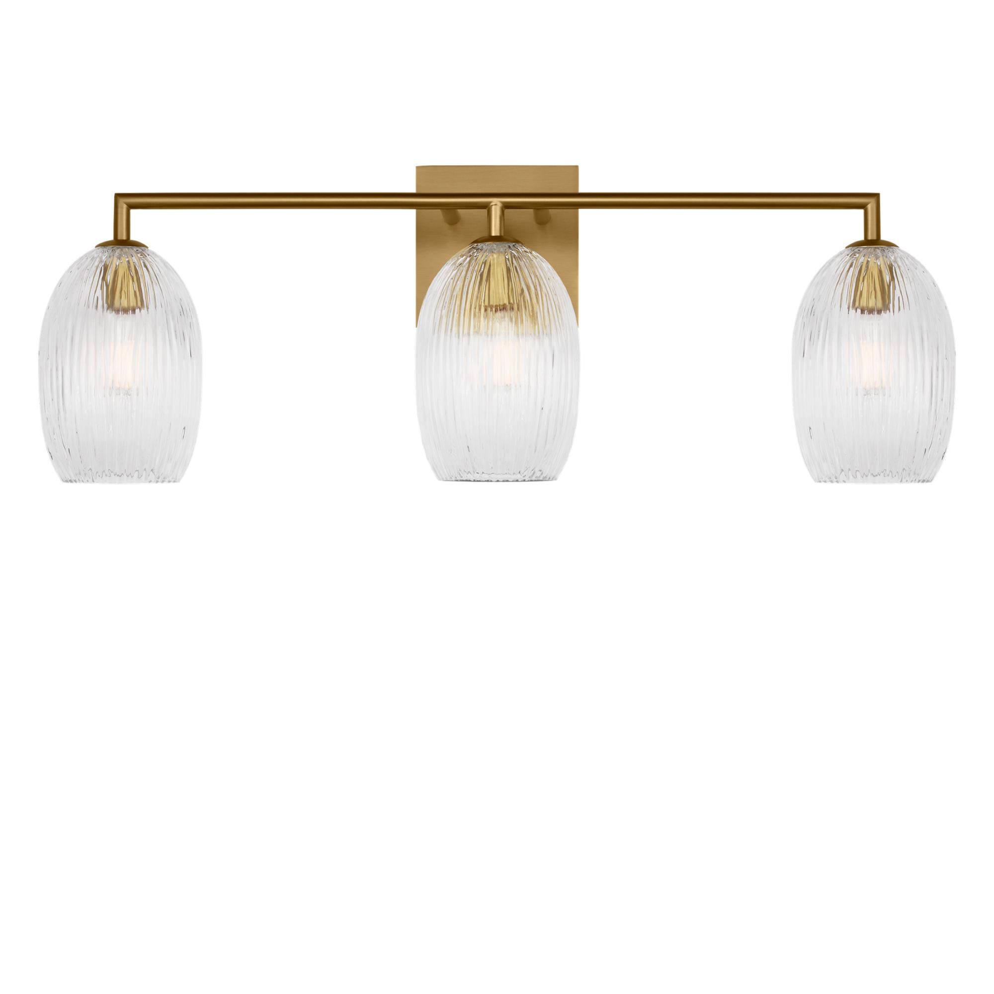 Shown in Burnished Brass finish and Striped Clear glass