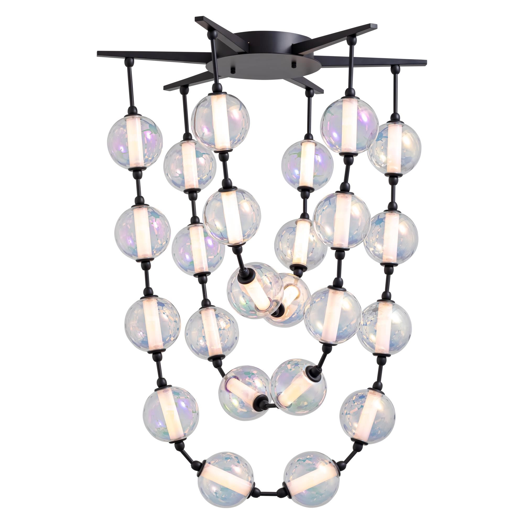 Shown in Matte Black finish and Iridescent glass