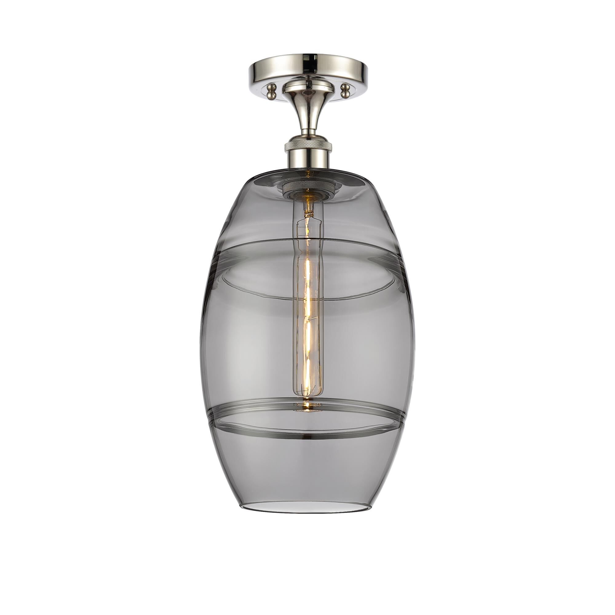 Shown in Polished Nickel finish and Light Smoke glass