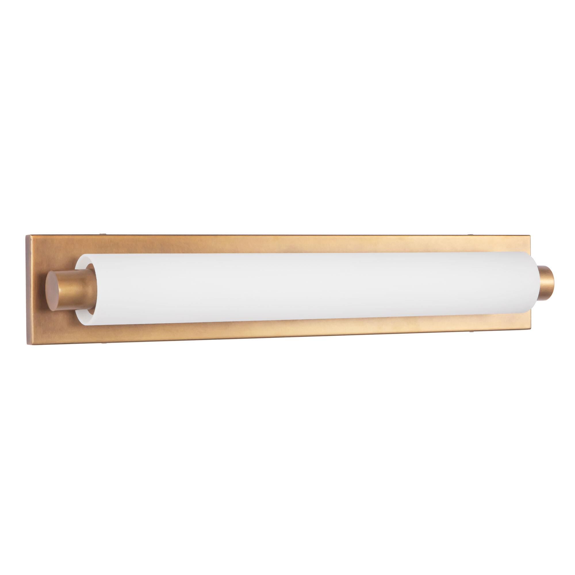 Shown in Vintage Brass finish and Matte Opal glass