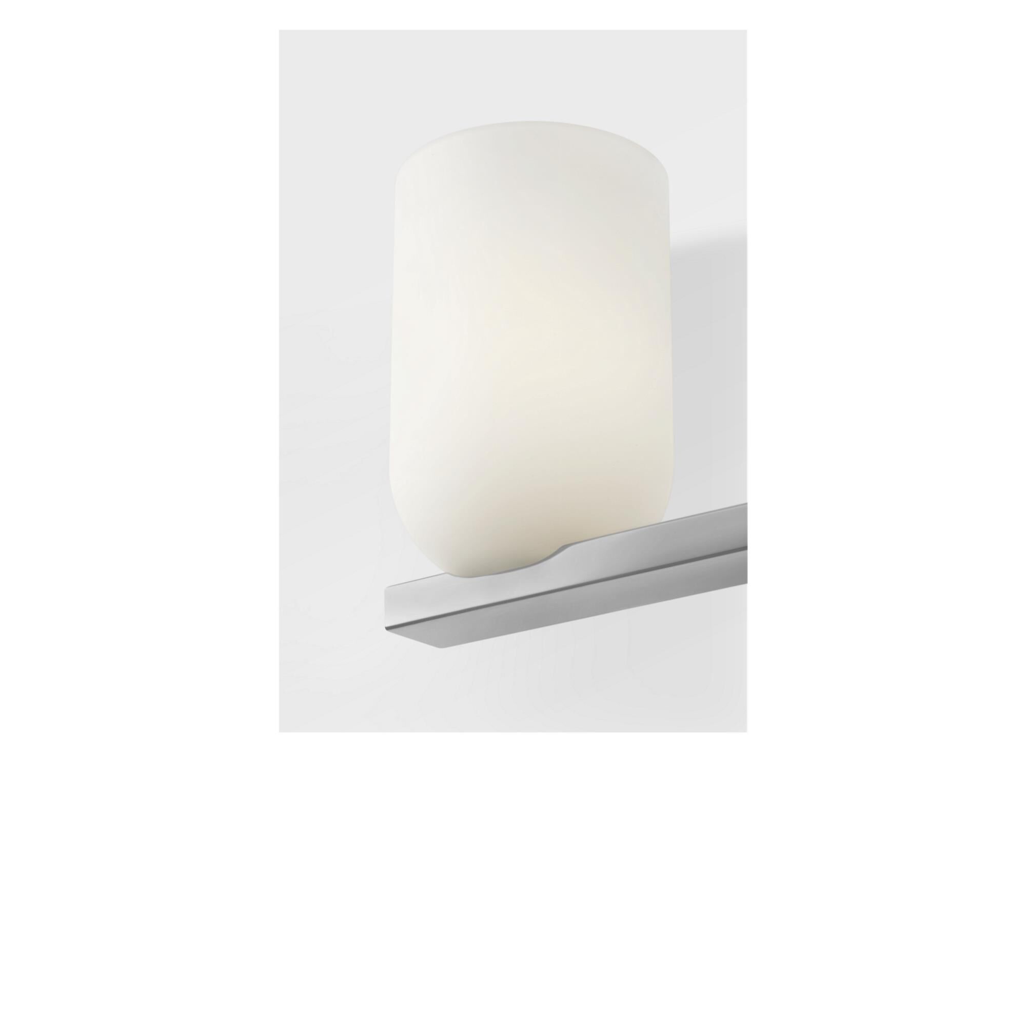 Shown in Chrome finish and Etched White glass