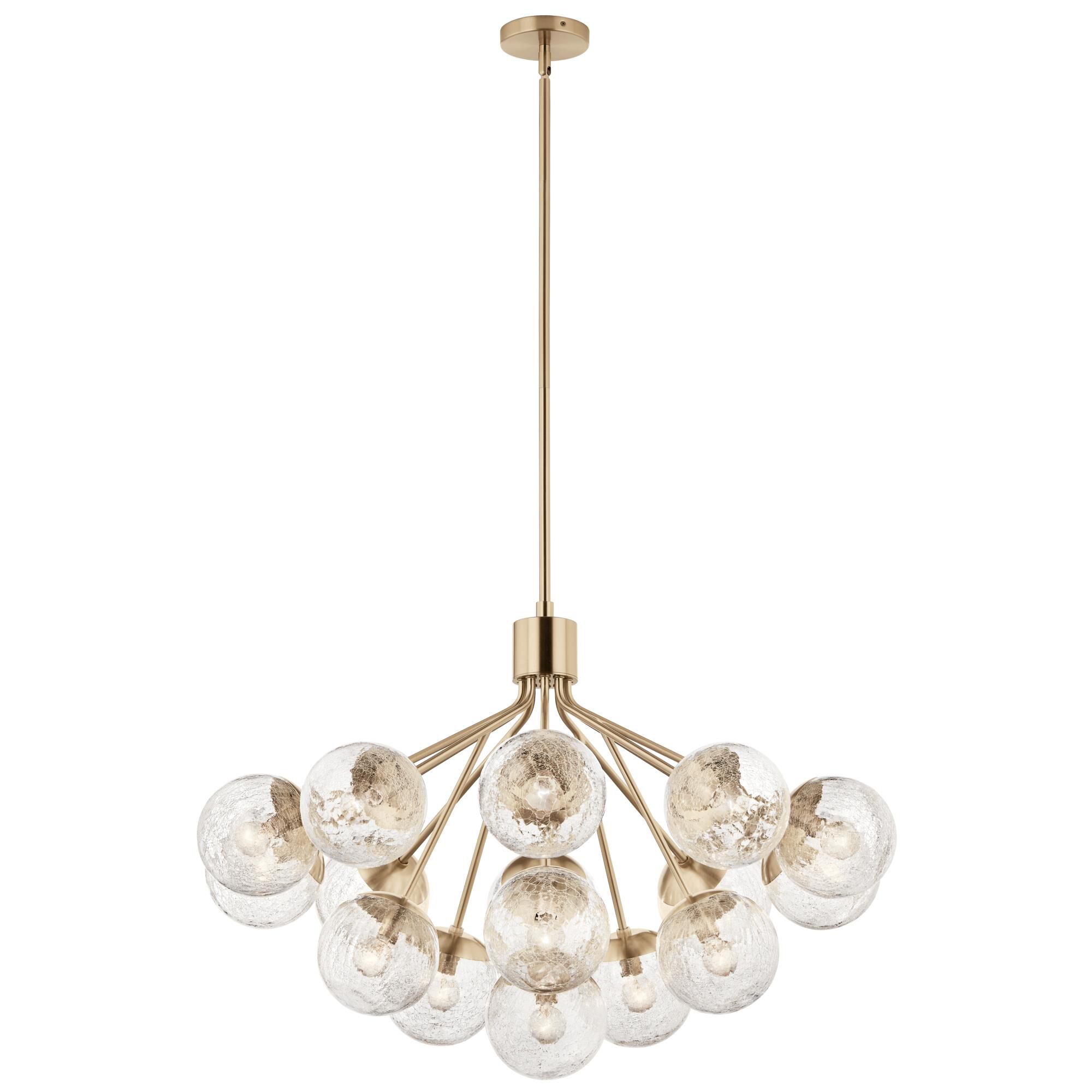 Shown in Champagne Bronze finish and Clear Crackle glass