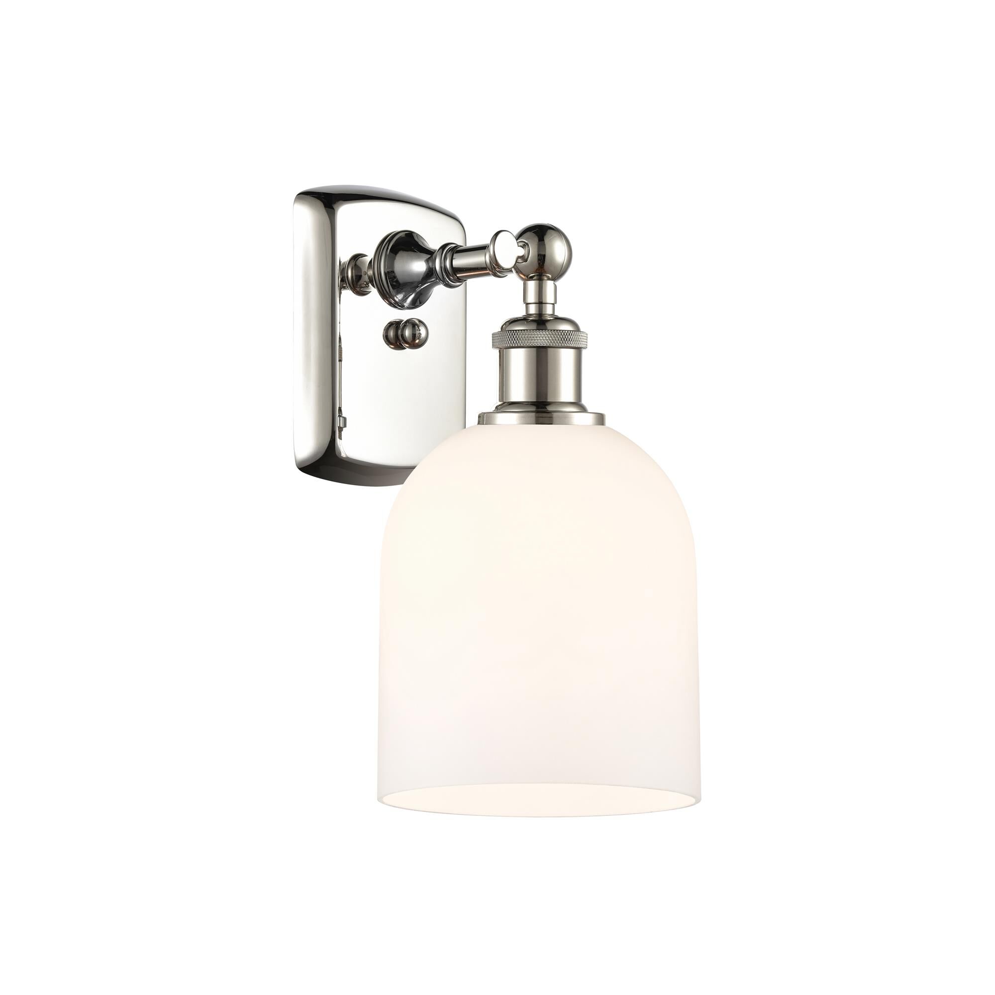 Shown in Polished Nickel finish and Glossy White glass