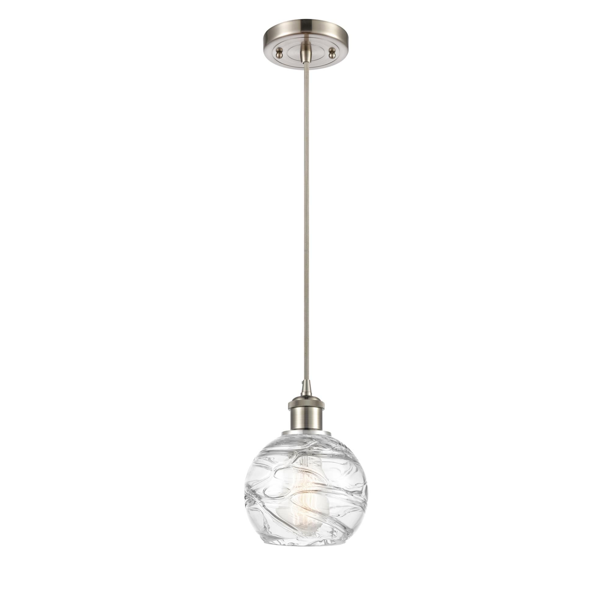 Shown in Brushed Satin Nickel finish and Sphere glass and Glass shade