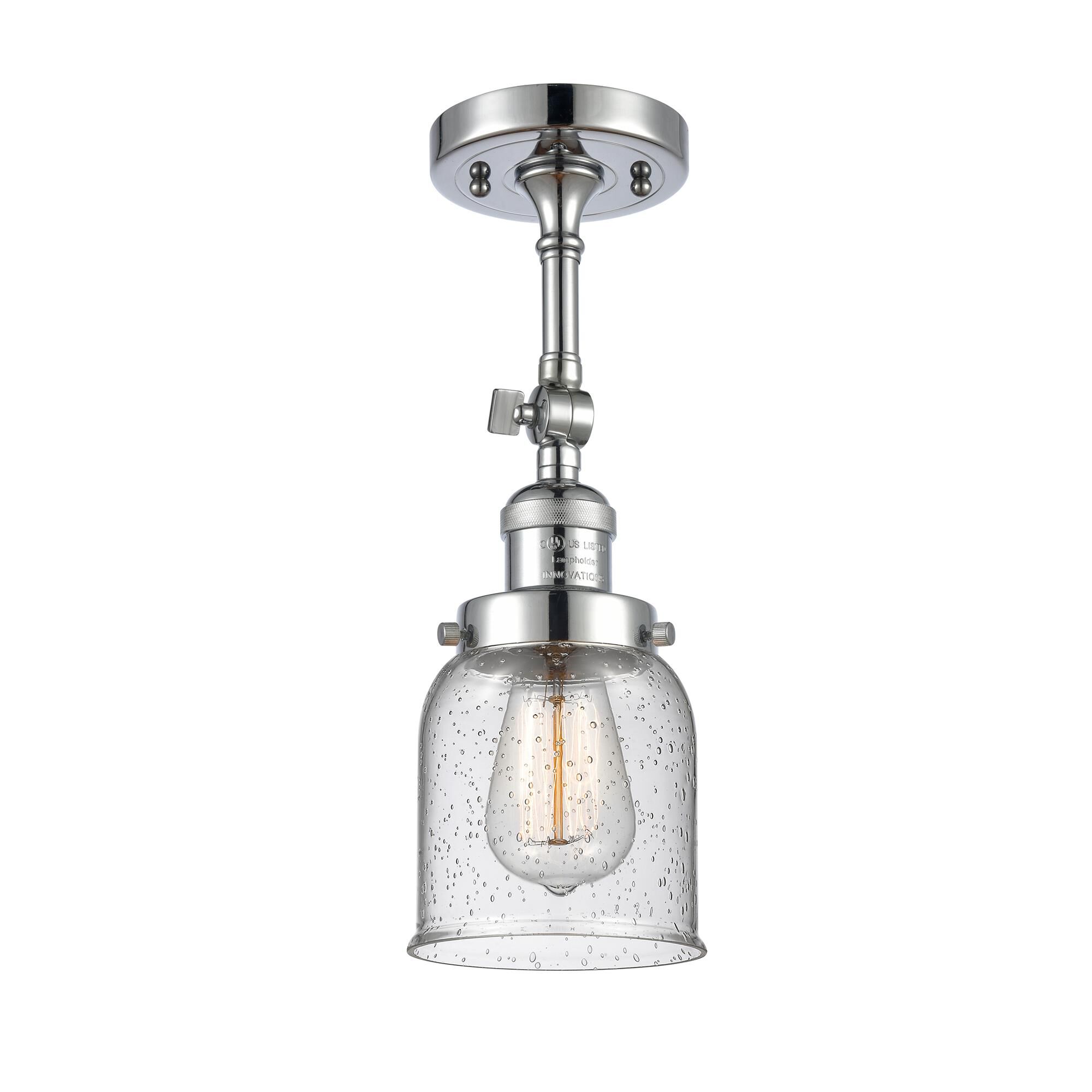 Shown in Polished Chrome finish and Seedy glass and None accent