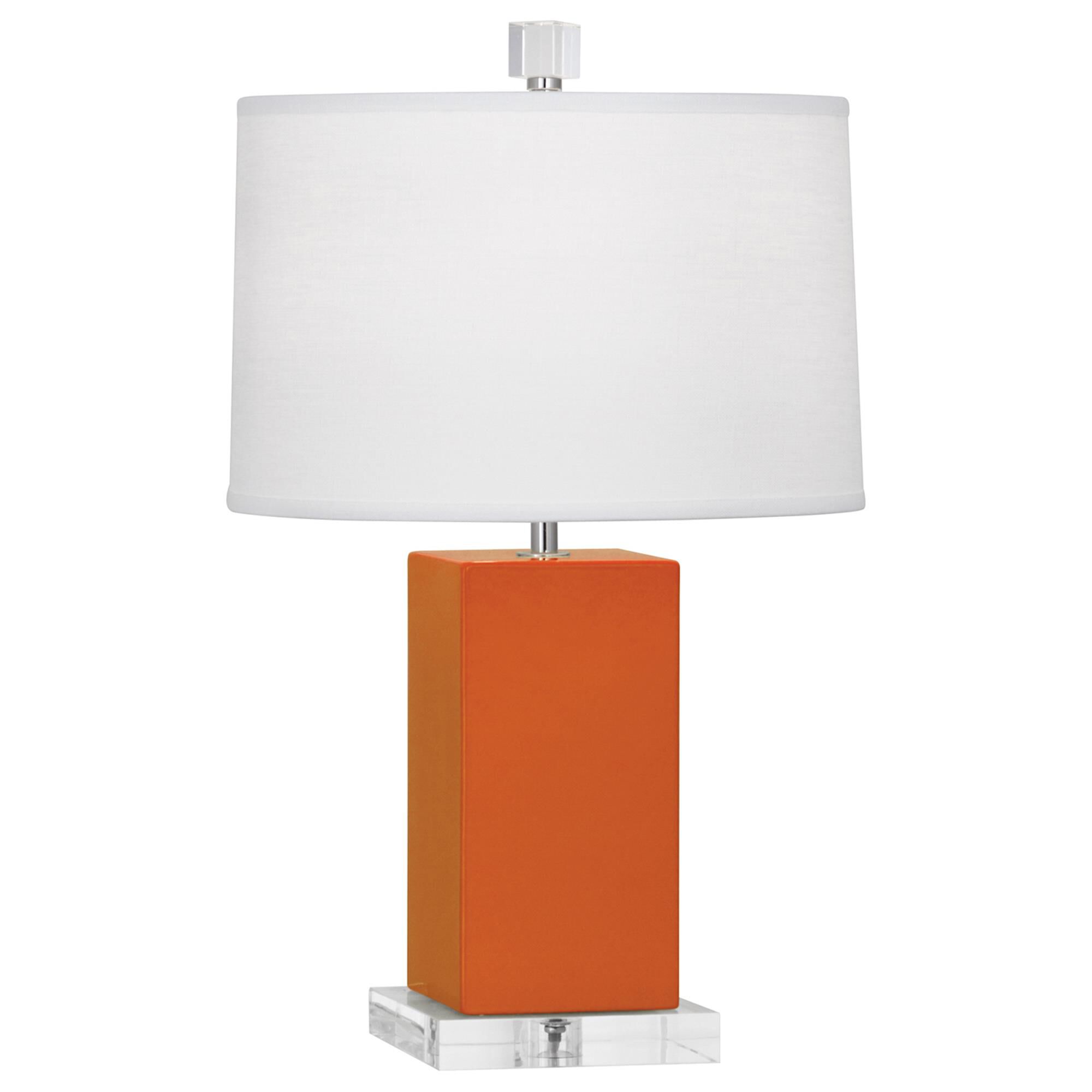 Shown in Pumpkin Glazed Ceramic finish and Oyster Linen With Self Fabric Top Diffuser shade