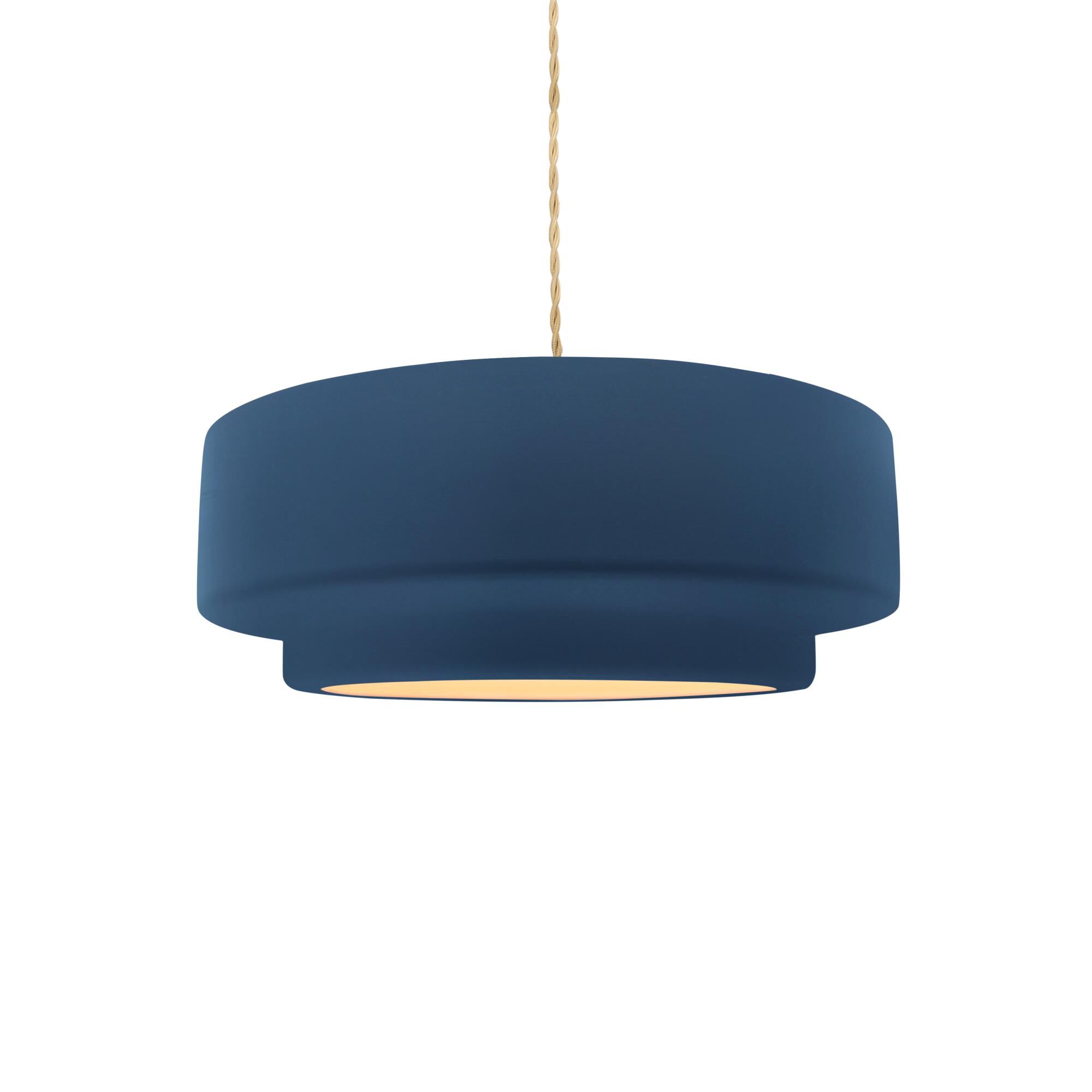 Shown in Brushed Brass finish and Midnight Sky shade