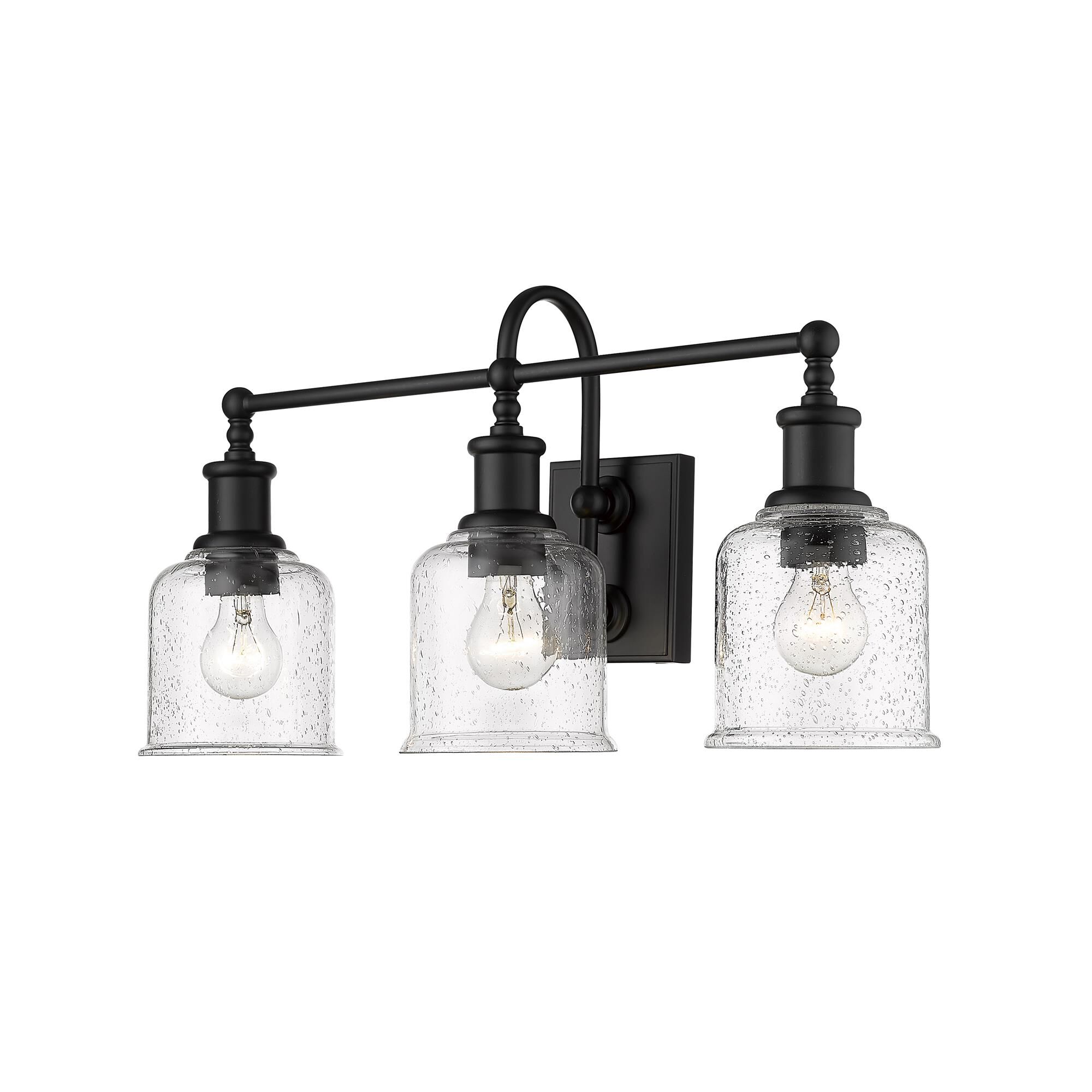 Shown in Matte Black finish and Glass shade