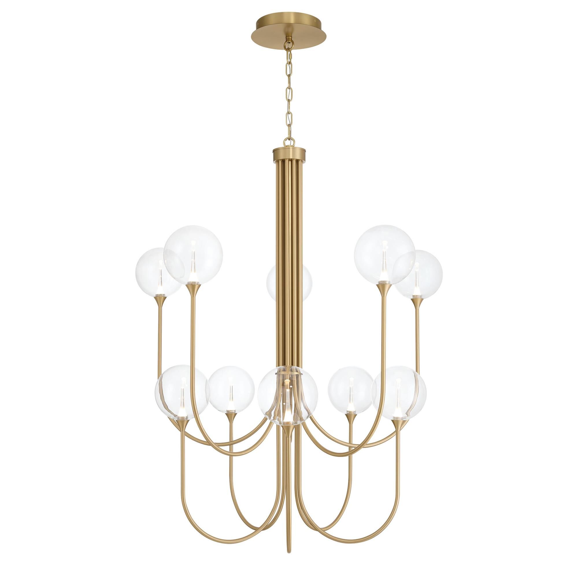 Shown in Gold finish and Clear glass