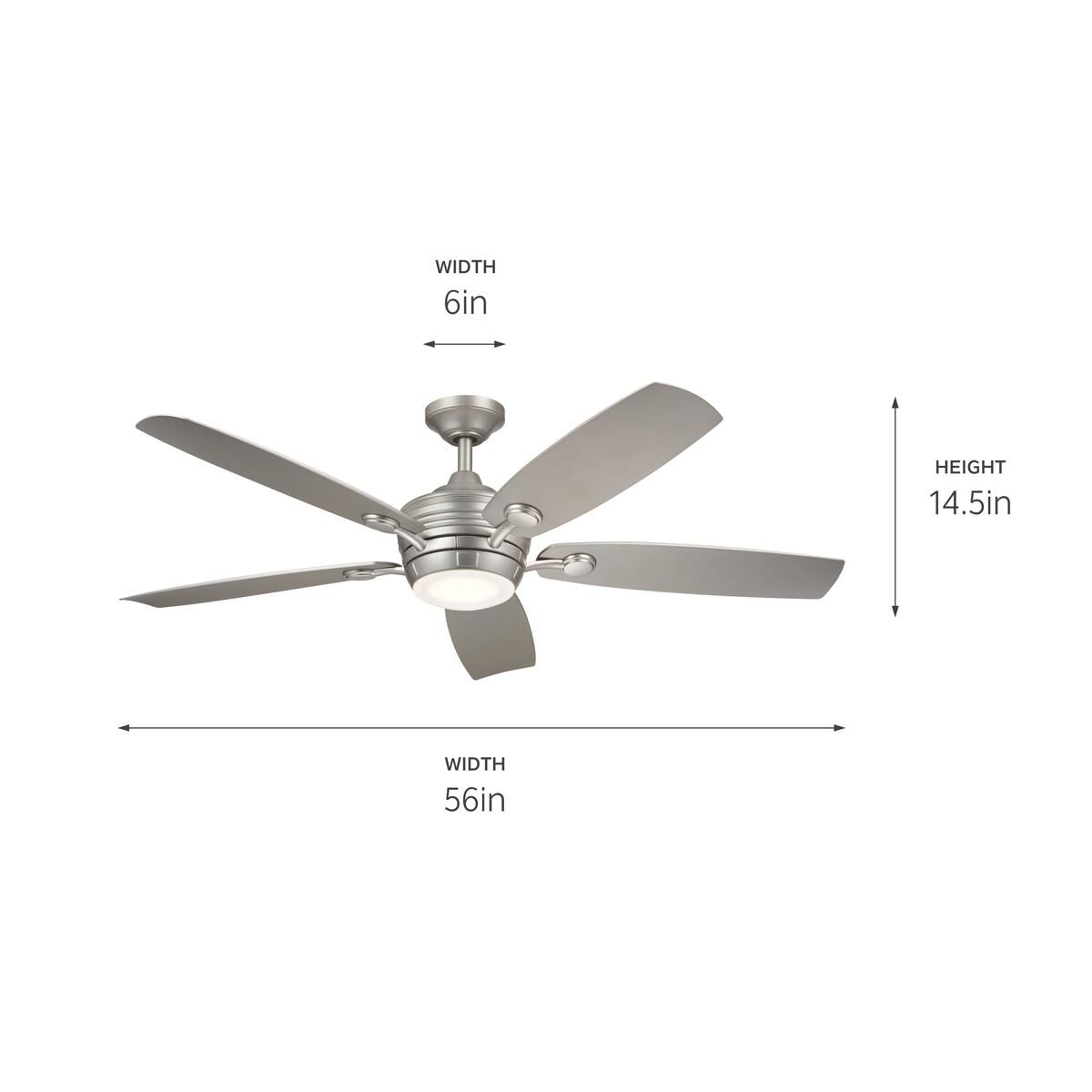 Tranquil Outdoor Rated 56 Inch Ceiling Fan with Light Kit by Kichler Lighting