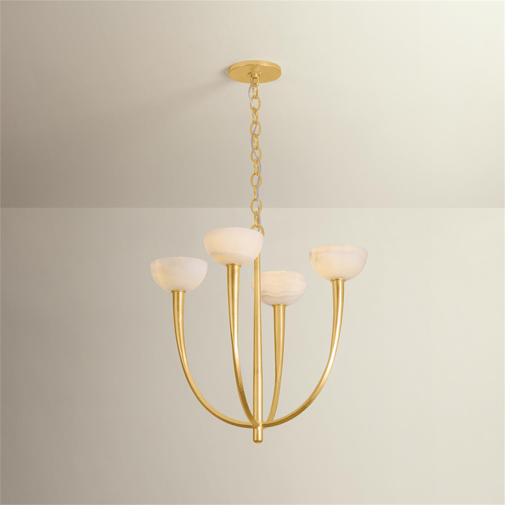 Shown in Vintage Gold Leaf finish and Onyx Natural Stone shade