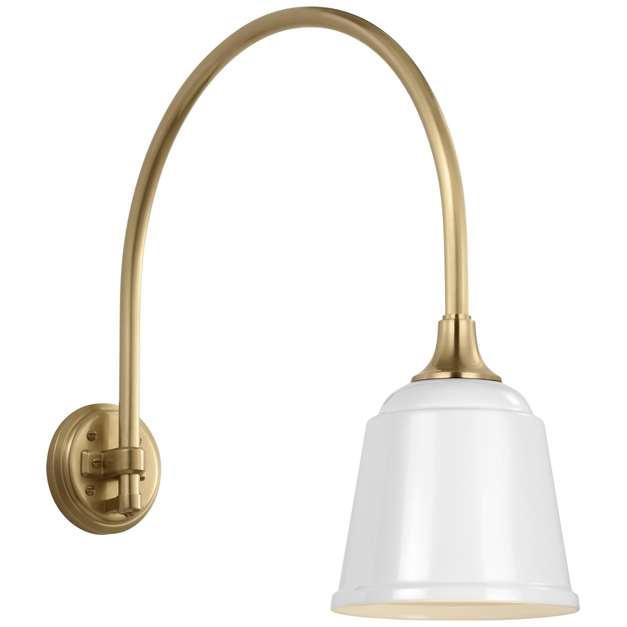 Shown in Hand-Rubbed Antique Brass finish and White Rockhouse shade