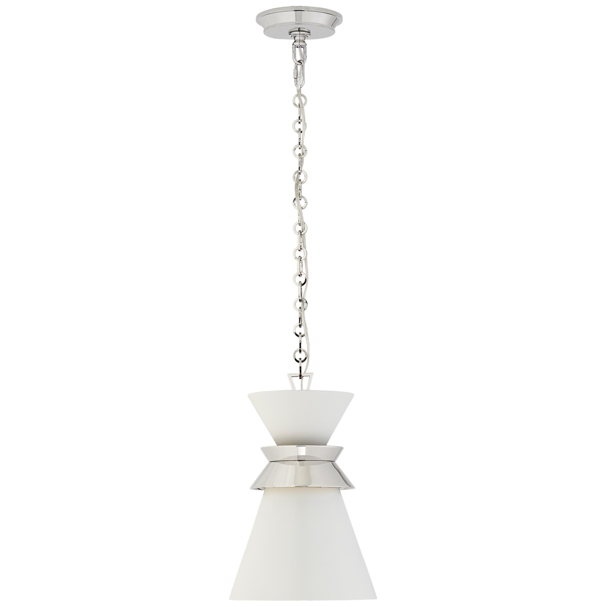 Shown in Polished Nickel finish and Matte White shade