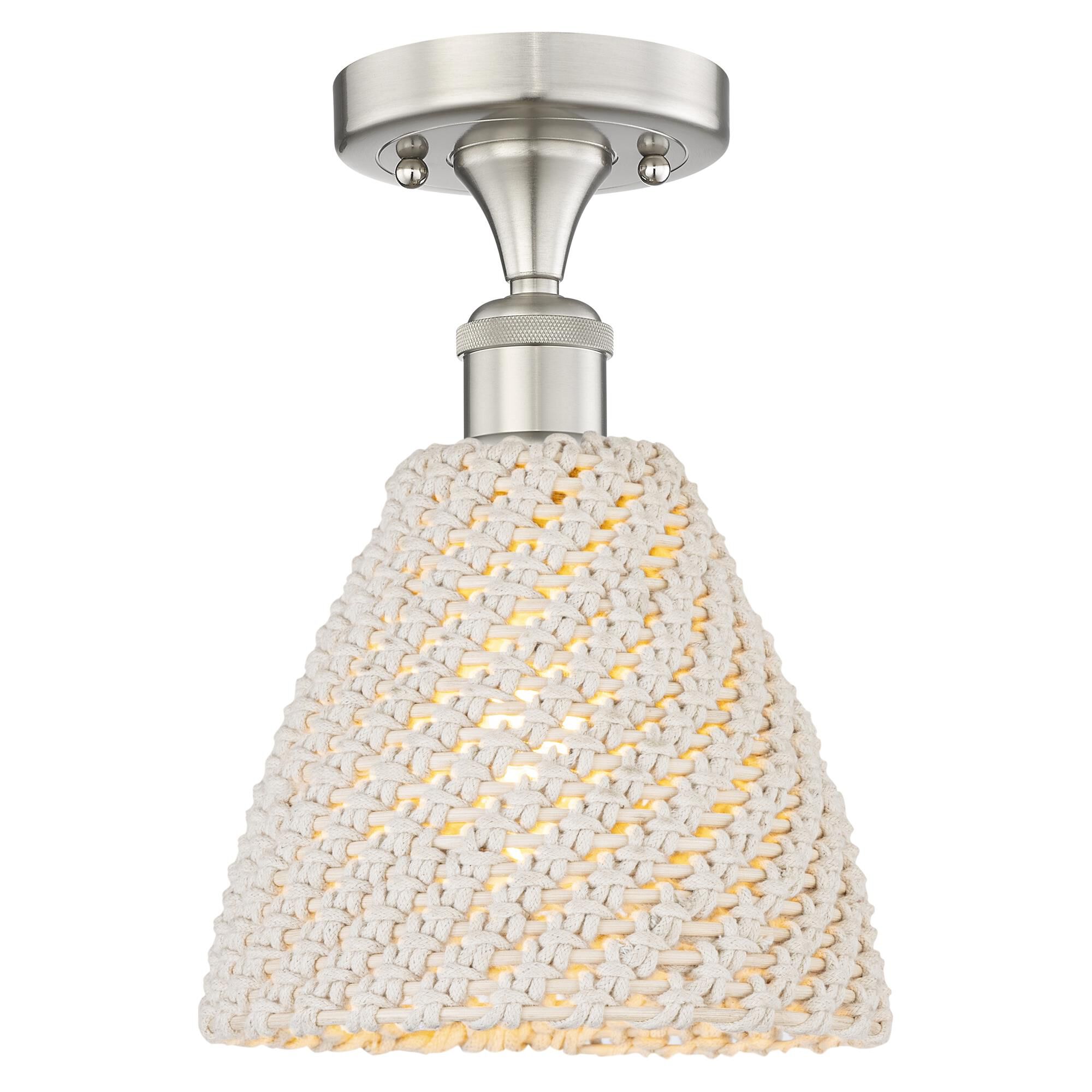 Shown in Brushed Satin Nickel finish and Natural shade