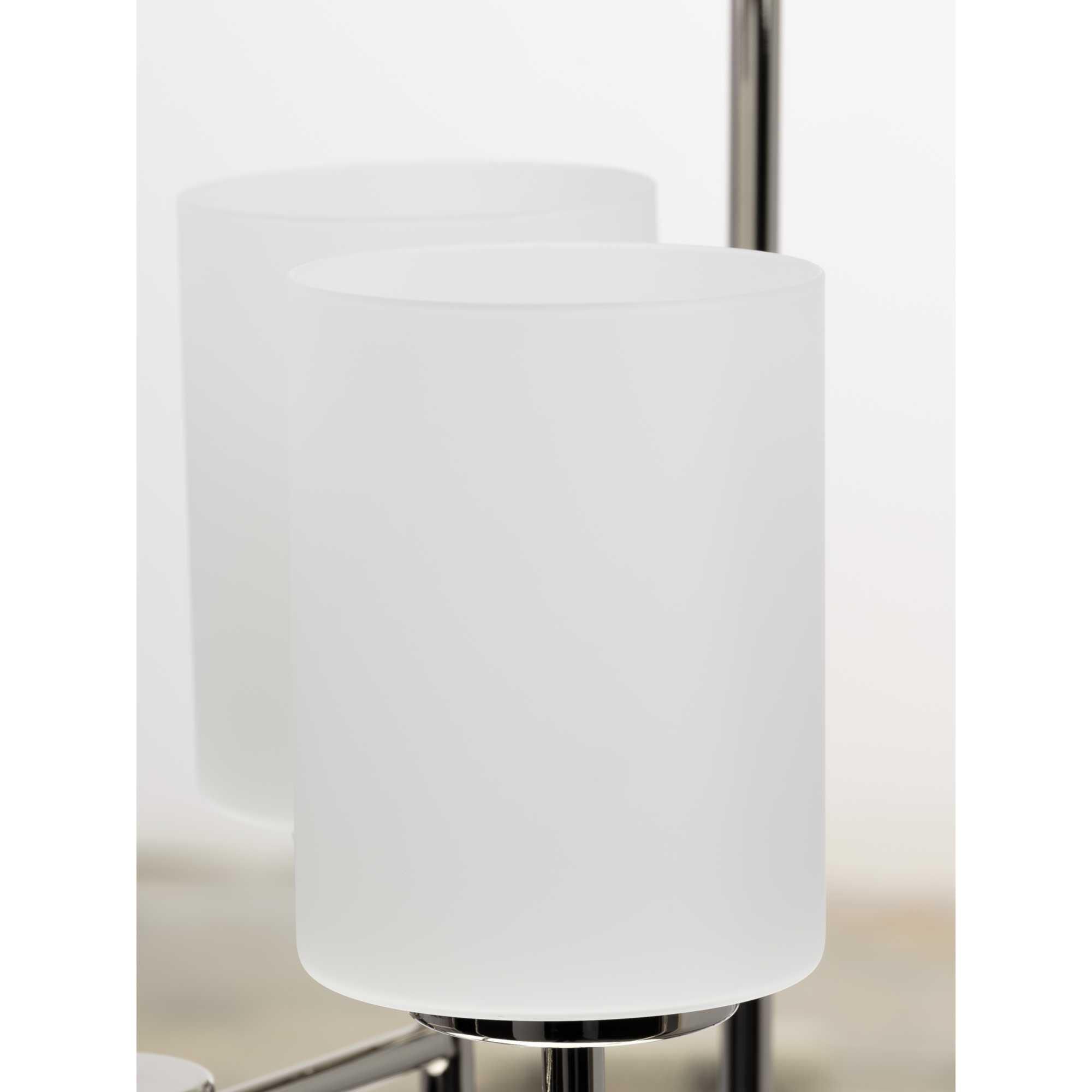 Shown in Polished Nickel finish and Etched White glass