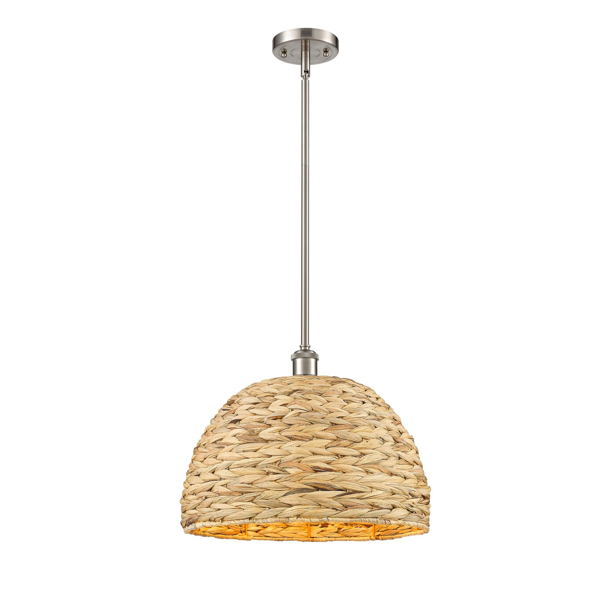 Shown in Satin Nickel finish and Natural shade