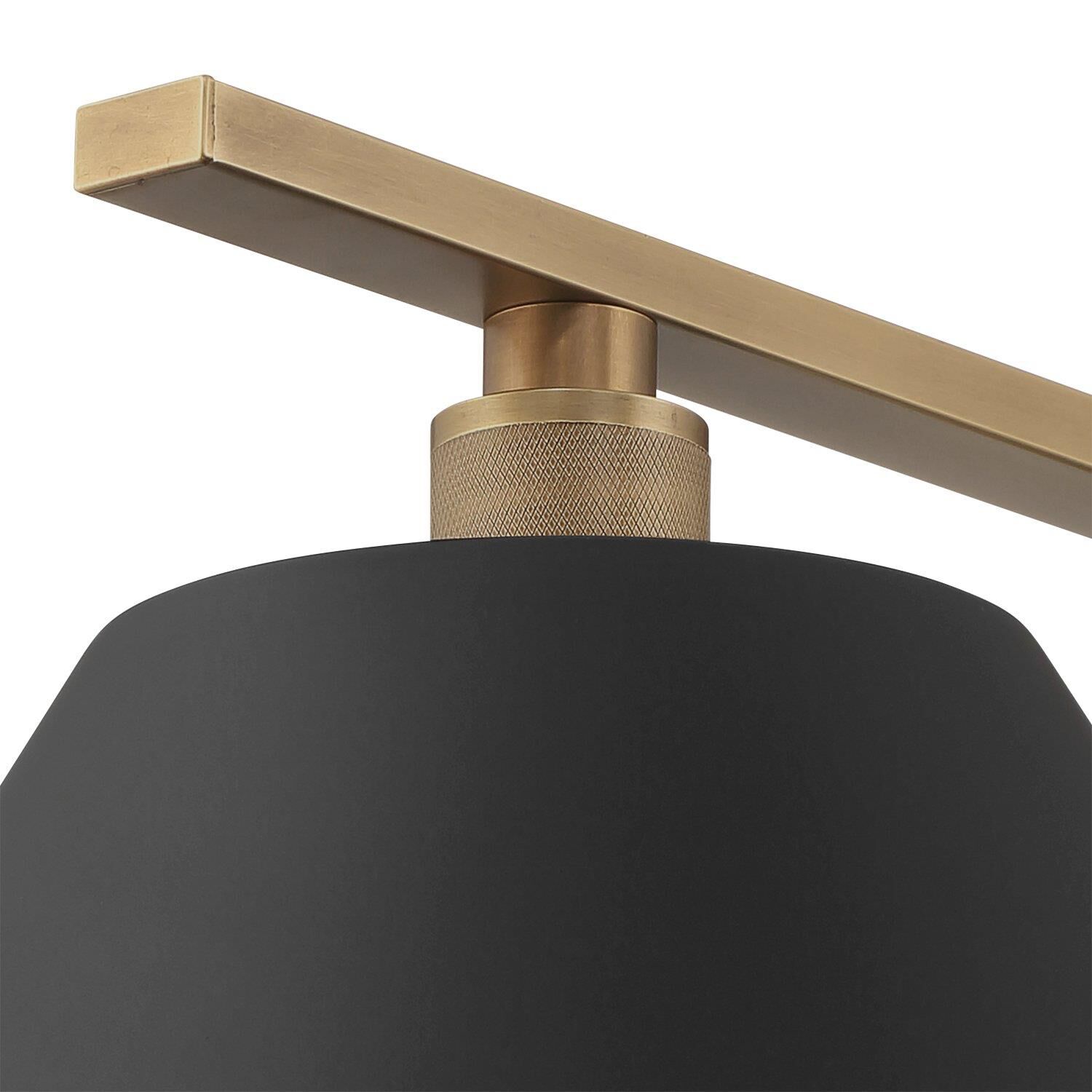 Shown in Natural Brass finish and Matte Black, Gold shade