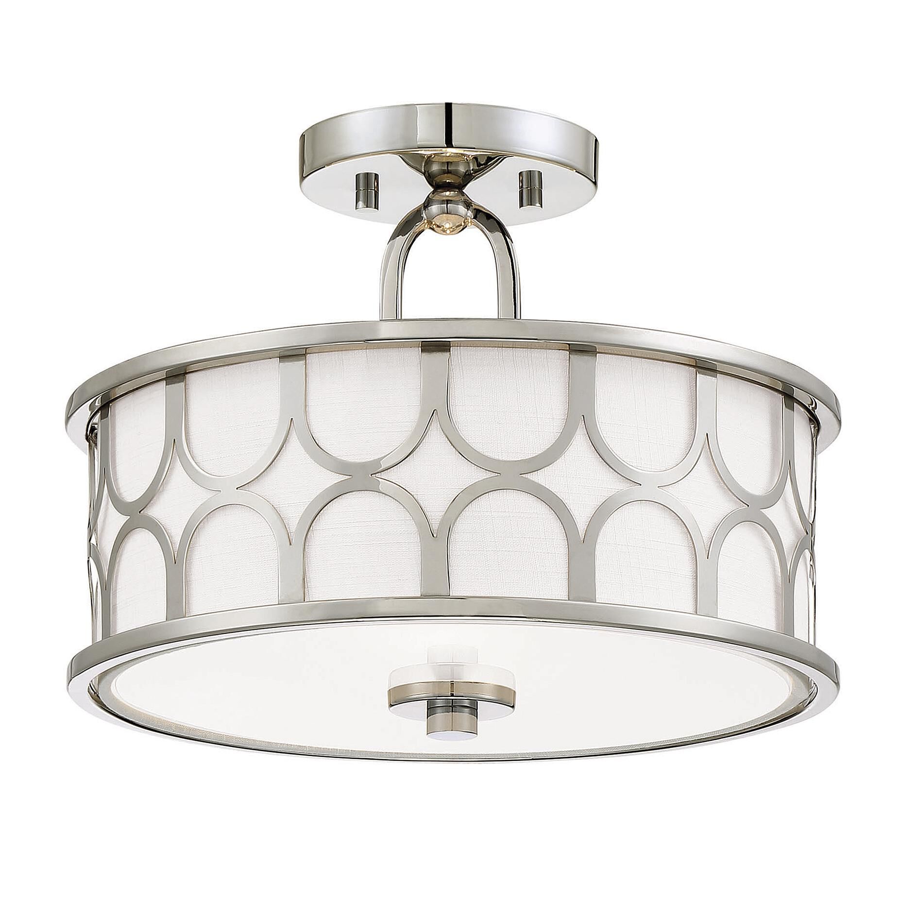 Shown in Polished Nickel finish and White Fabric shade